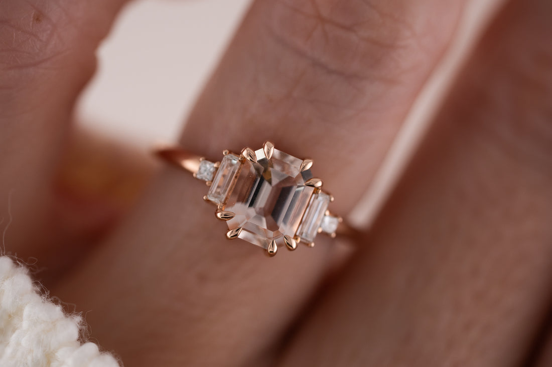 The Mira Ring | 1.48 CT Emerald Cut Morganite