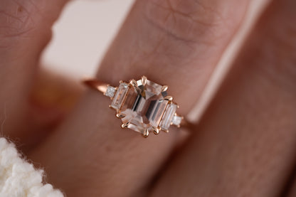 The Mira Ring | 1.48 CT Emerald Cut Morganite