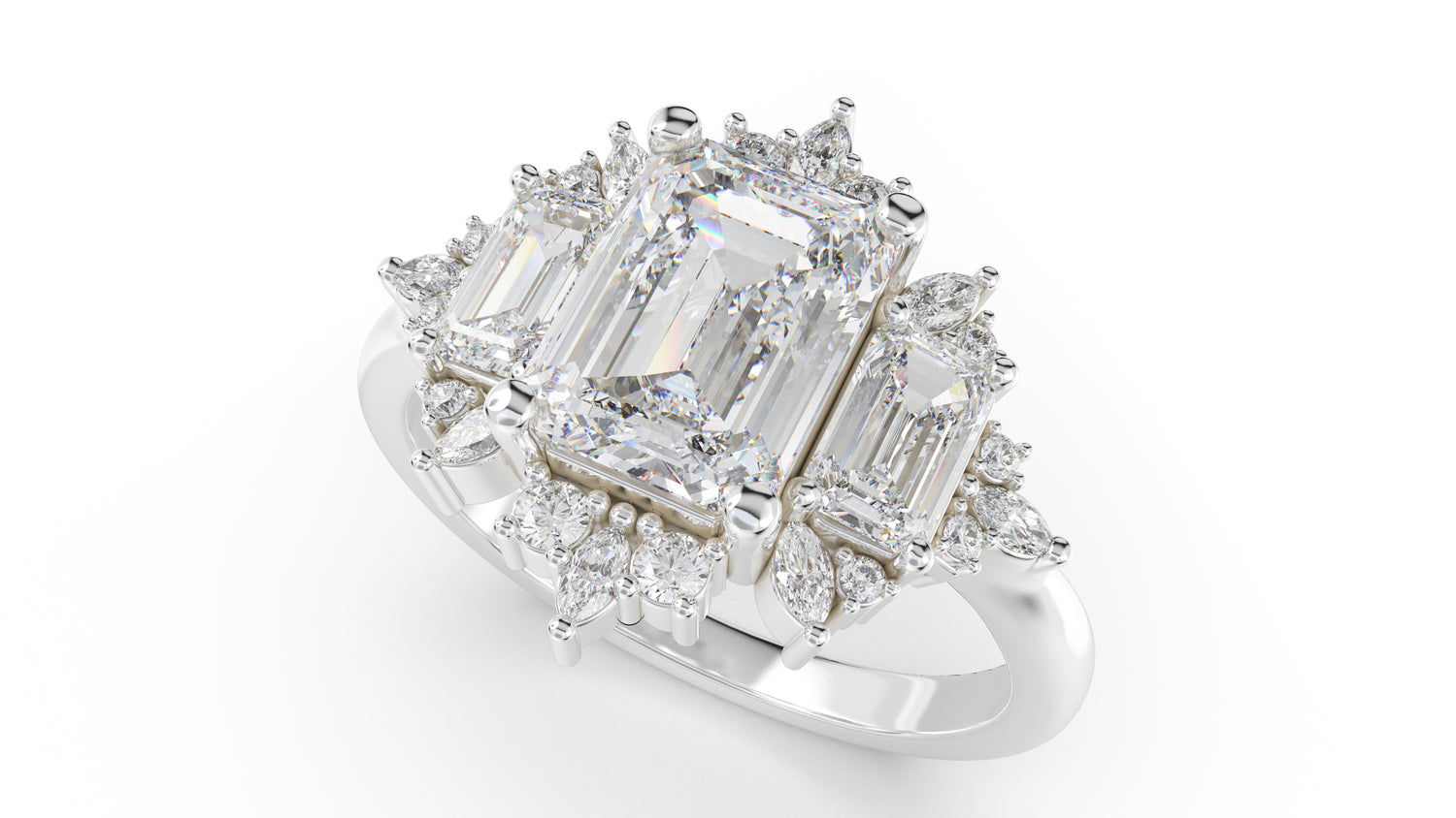 The Marial Ring | Emerald Cut | Setting Only - Lavender Creek Gems 