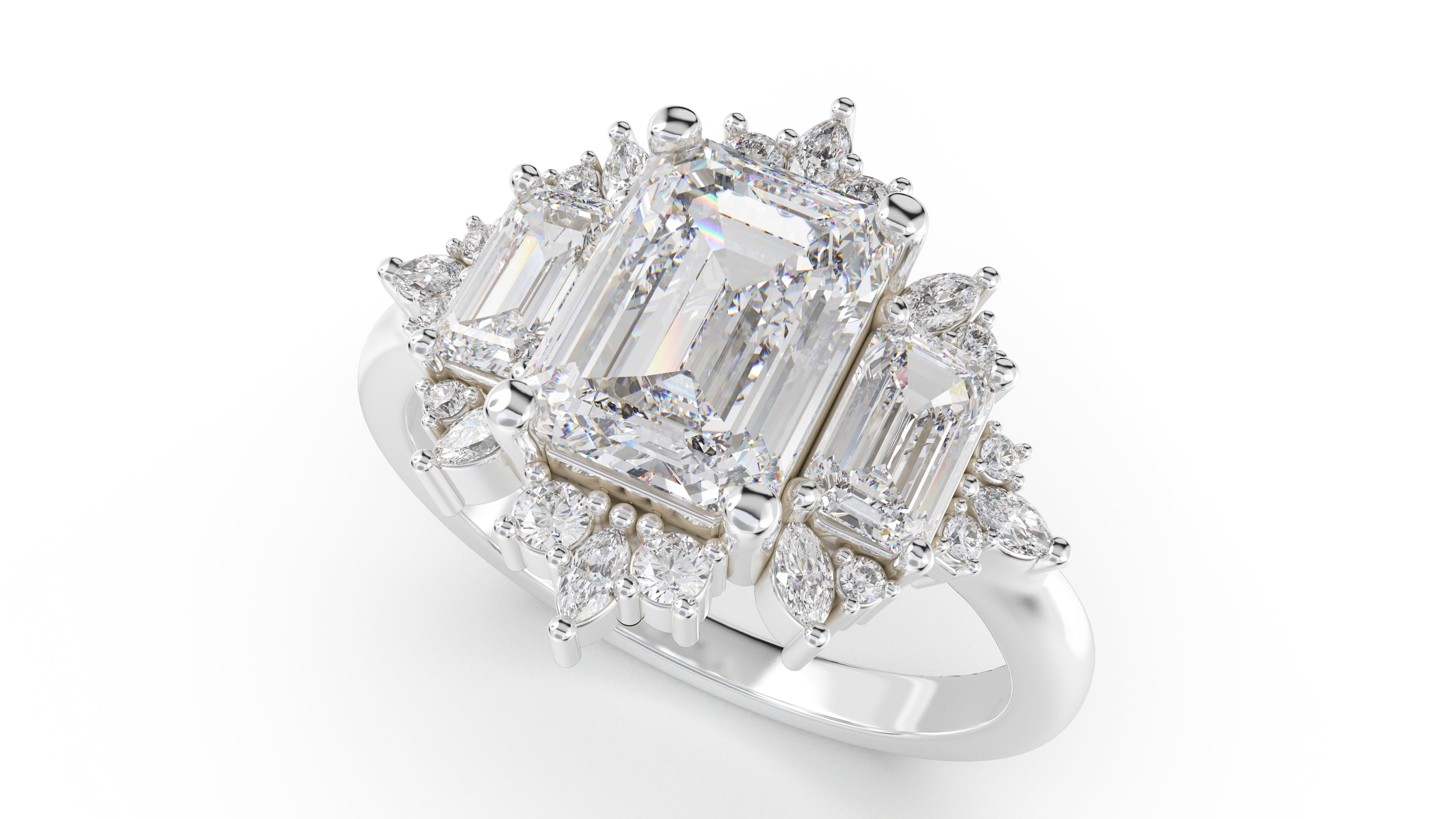 The Marial Ring | Emerald Cut | Setting Only - Lavender Creek Gems 