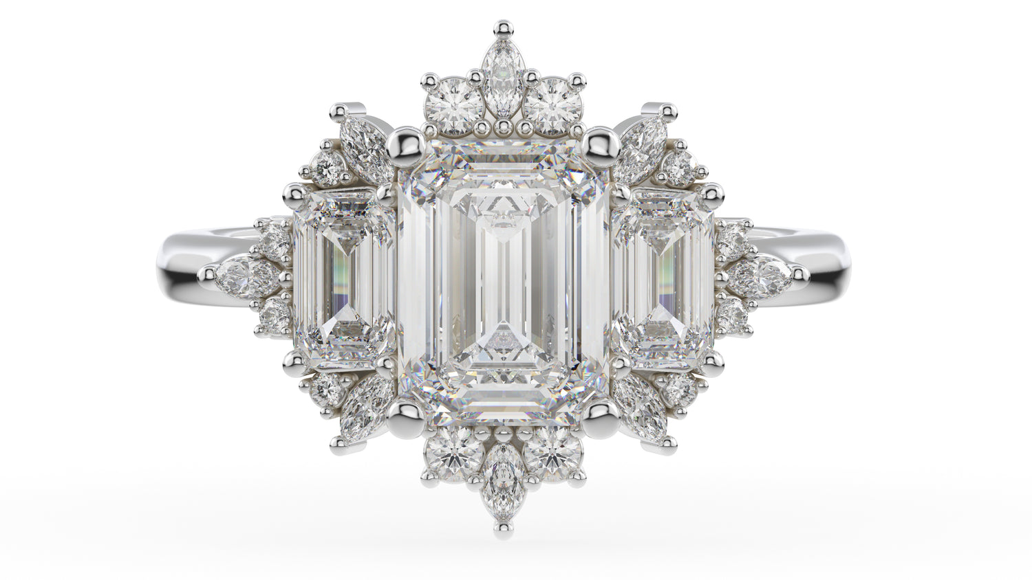 The Marial Ring | Emerald Cut | Setting Only - Lavender Creek Gems 