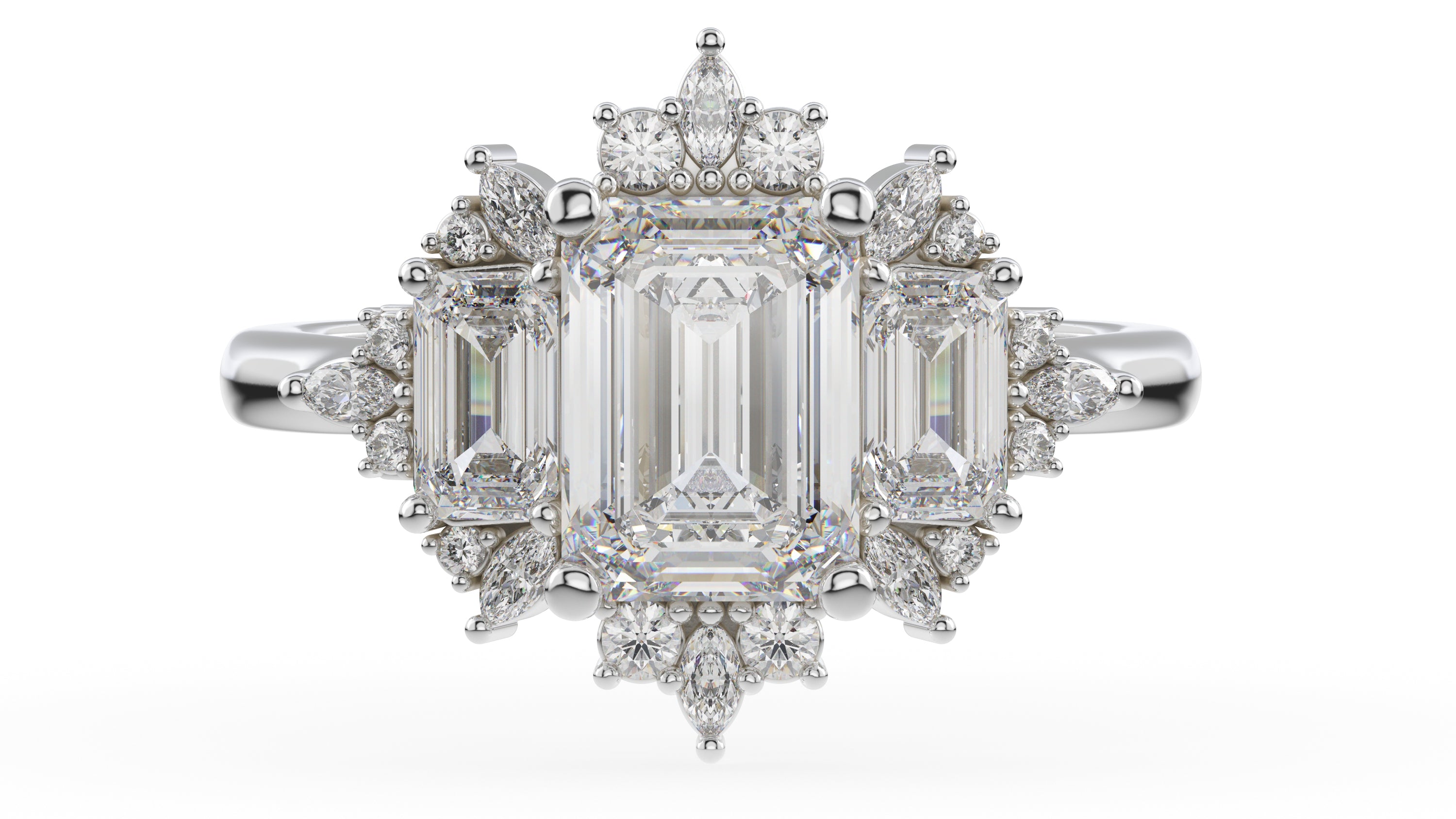 The Marial Ring | Emerald Cut | Setting Only - Lavender Creek Gems 