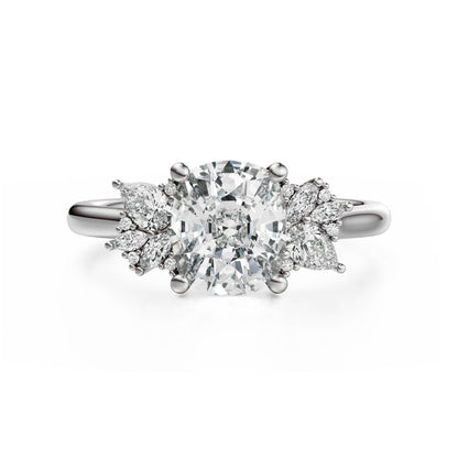 The Diamond Fleur Ring | Elongated Cushion | Setting Only - Lavender Creek Gems 
