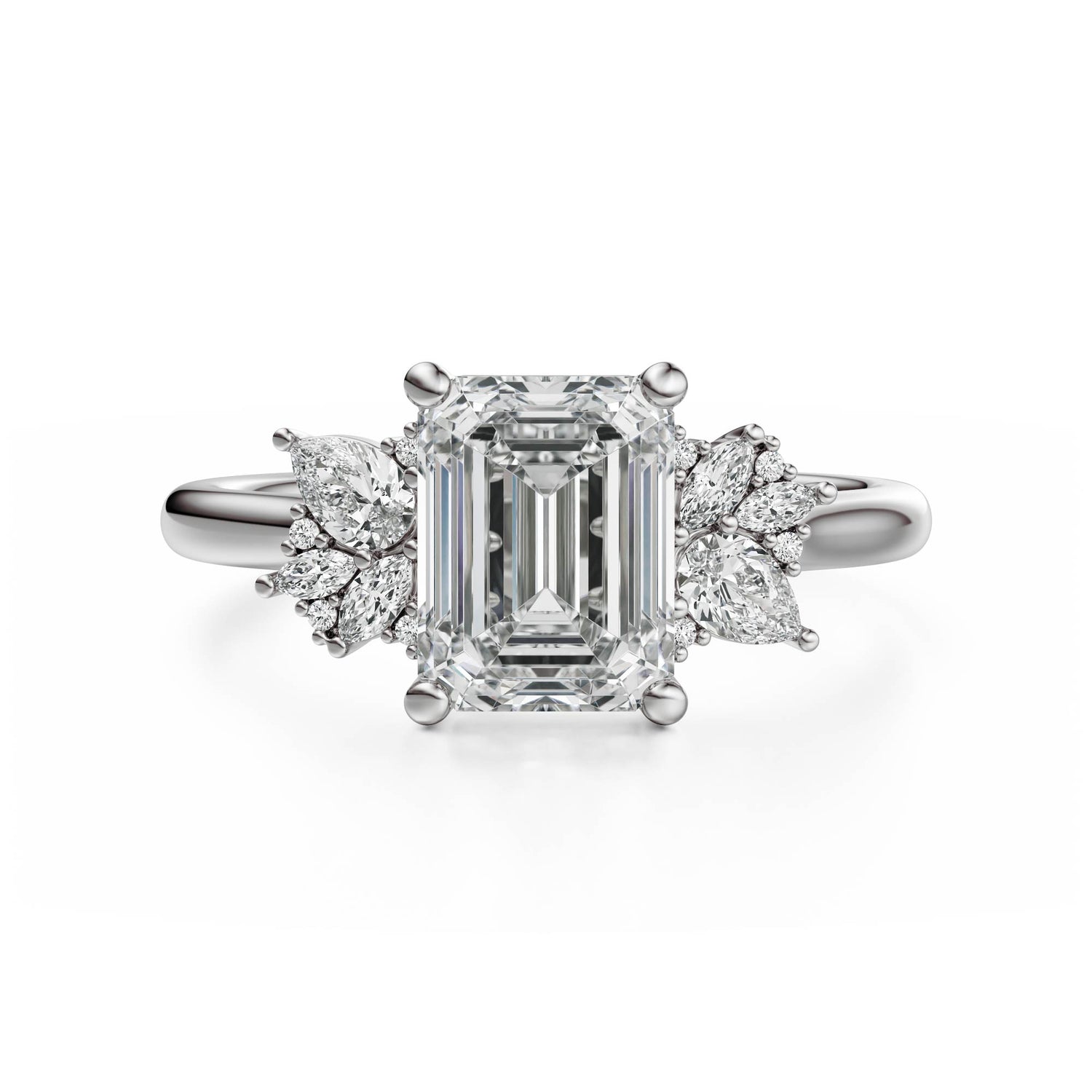 The Diamond Fleur Ring | Emerald Cut | Setting Only - Lavender Creek Gems 