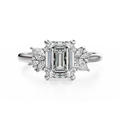 The Diamond Fleur Ring | Emerald Cut | Setting Only - Lavender Creek Gems 