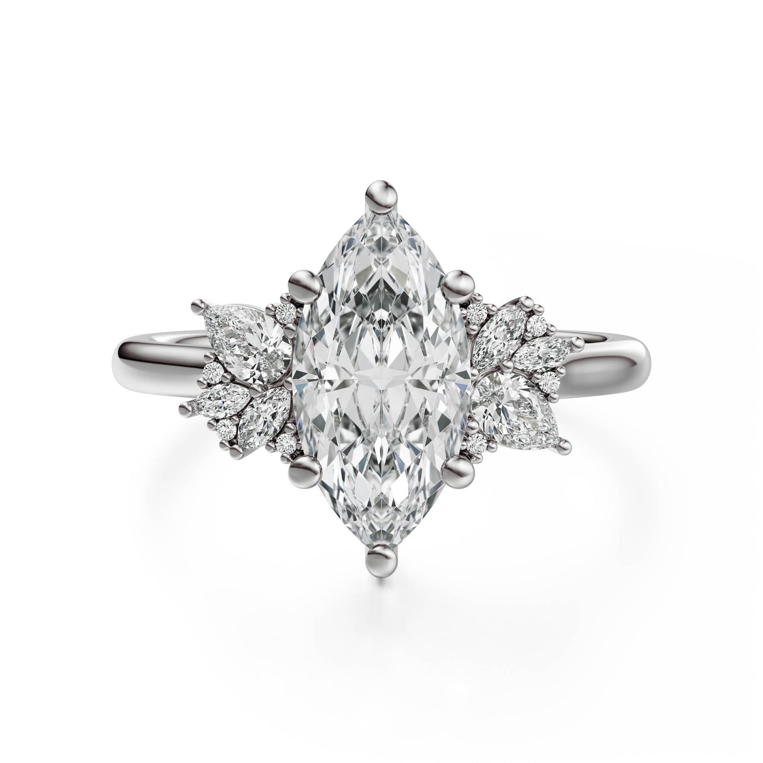 The Diamond Fleur Ring | Marquise | Setting Only - Lavender Creek Gems 