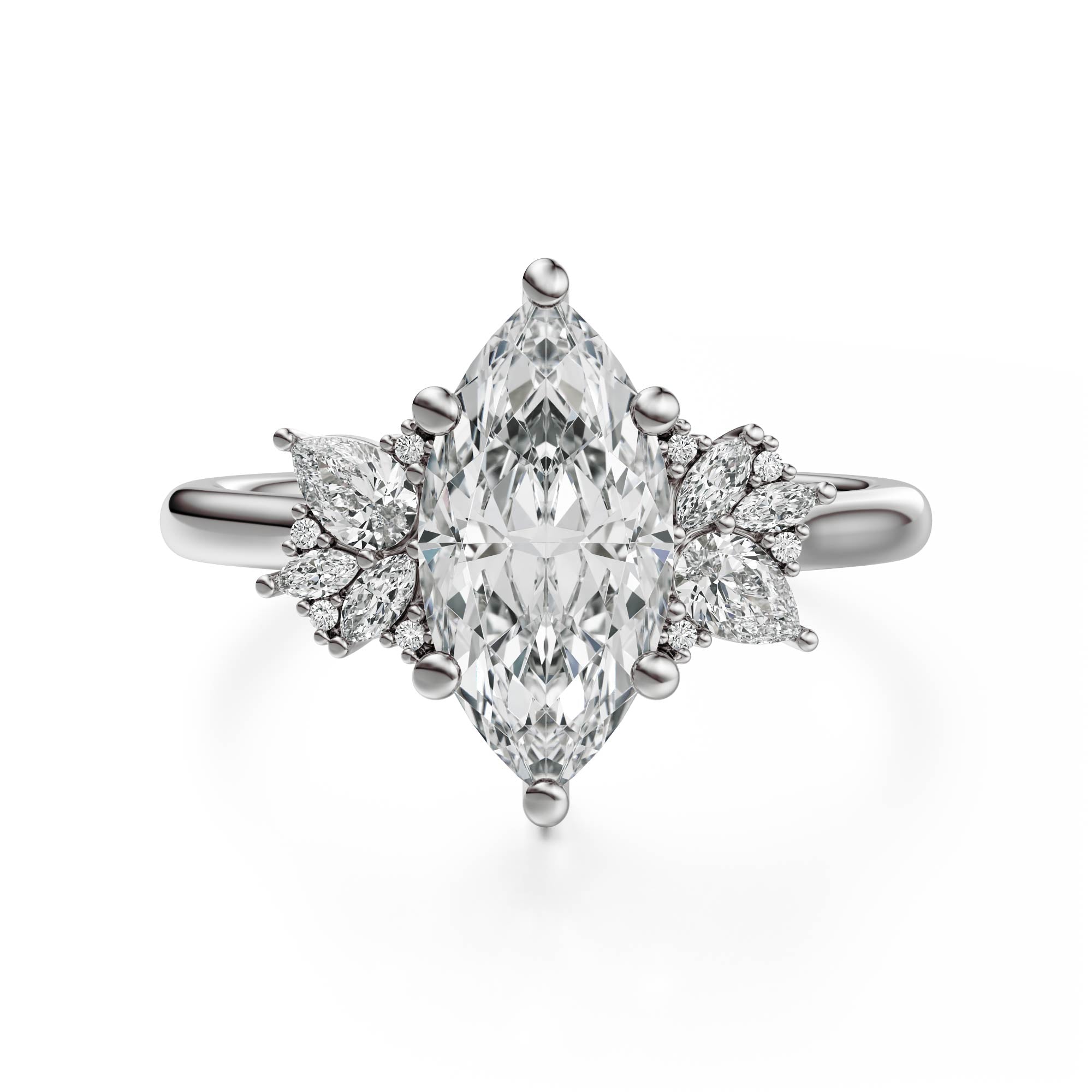 The Diamond Fleur Ring | Marquise | Setting Only - Lavender Creek Gems 