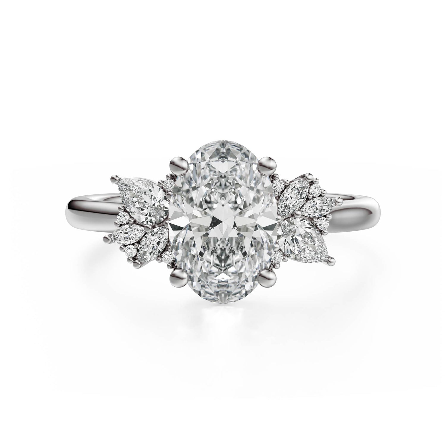 The Diamond Fleur Ring | Oval | Setting Only - Lavender Creek Gems 
