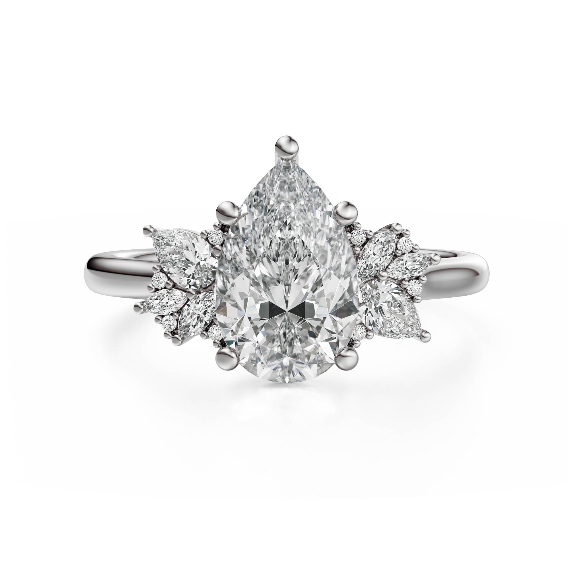 The Diamond Fleur Ring | Pear | Setting Only - Lavender Creek Gems 