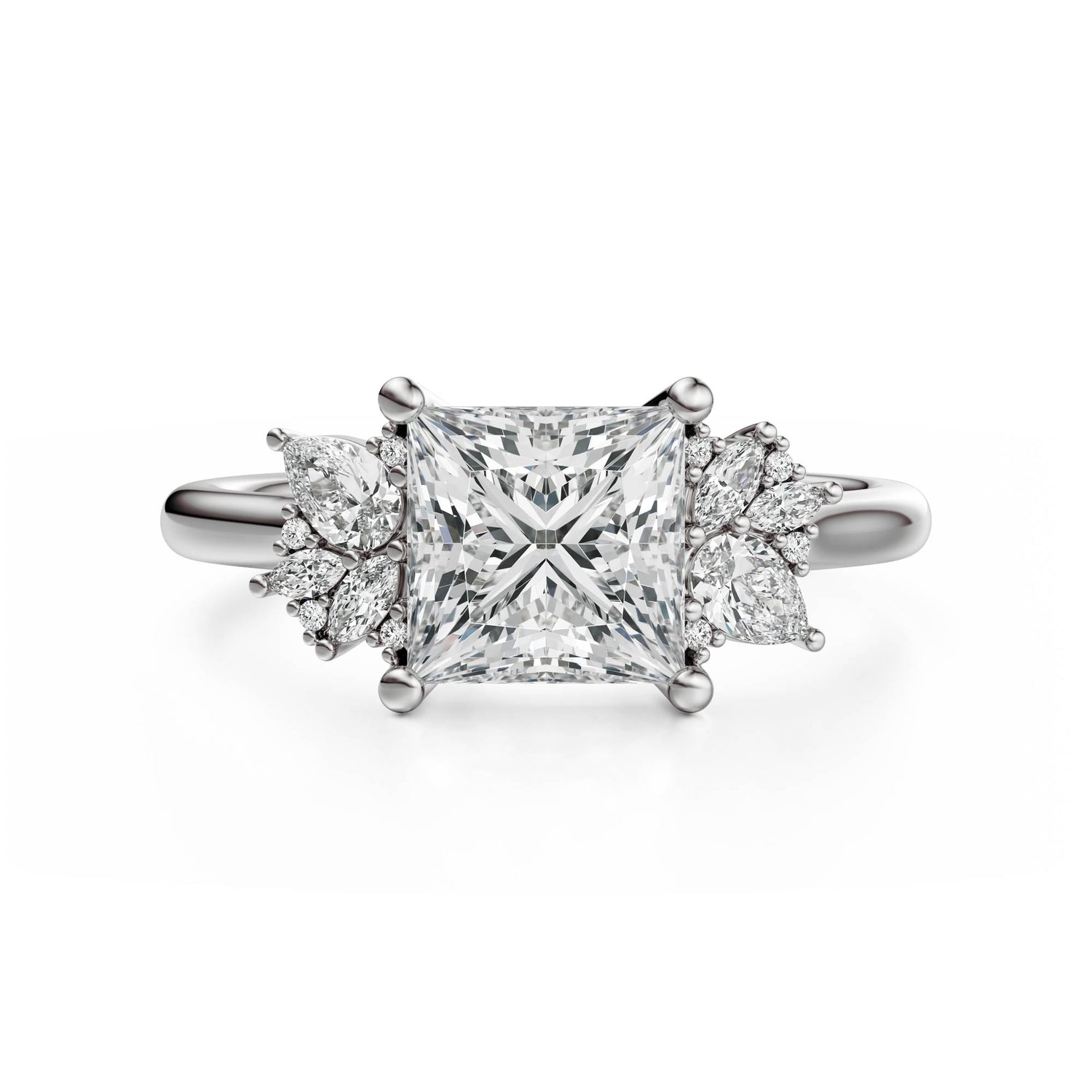 The Diamond Fleur Ring | Princess | Setting Only - Lavender Creek Gems 