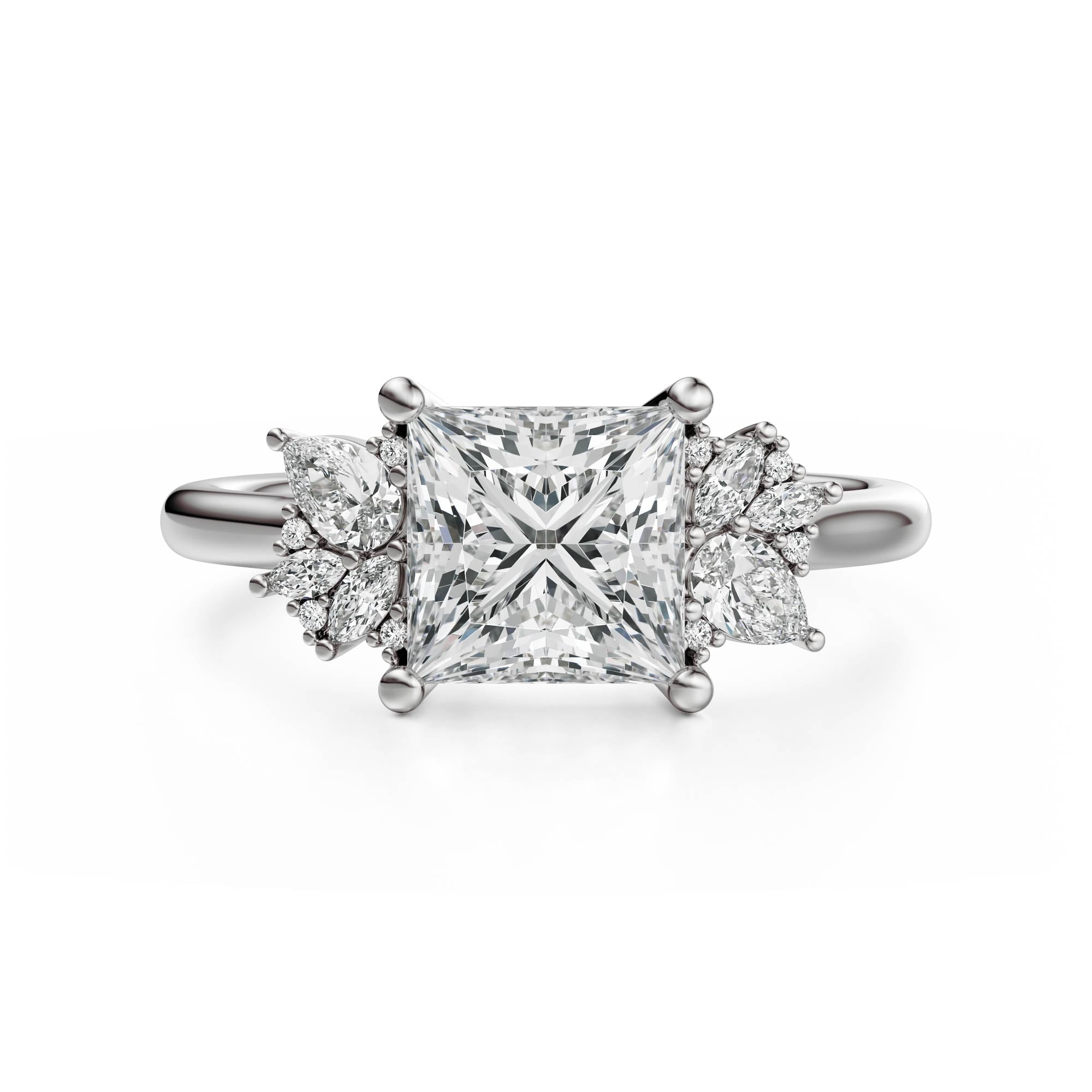 The Diamond Fleur Ring | Princess | Setting Only - Lavender Creek Gems 