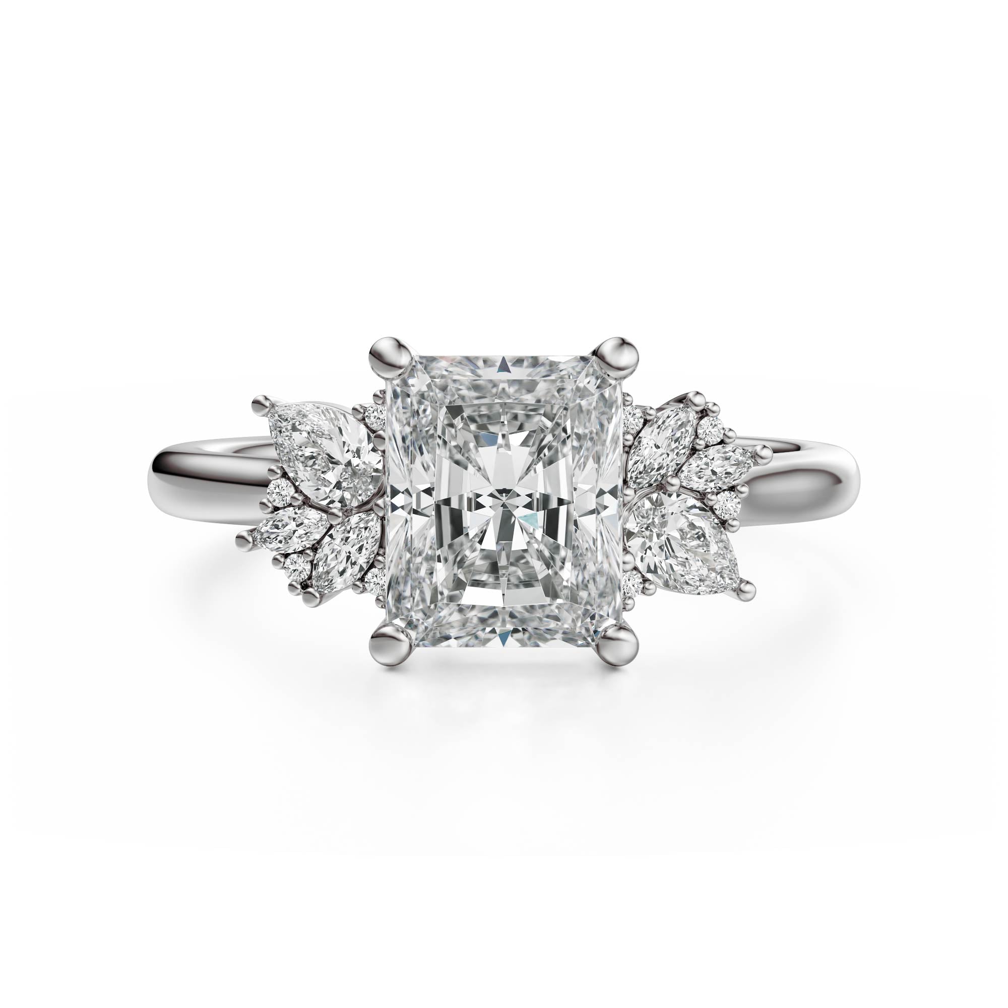 The Diamond Fleur Ring | Radiant | Setting Only - Lavender Creek Gems 