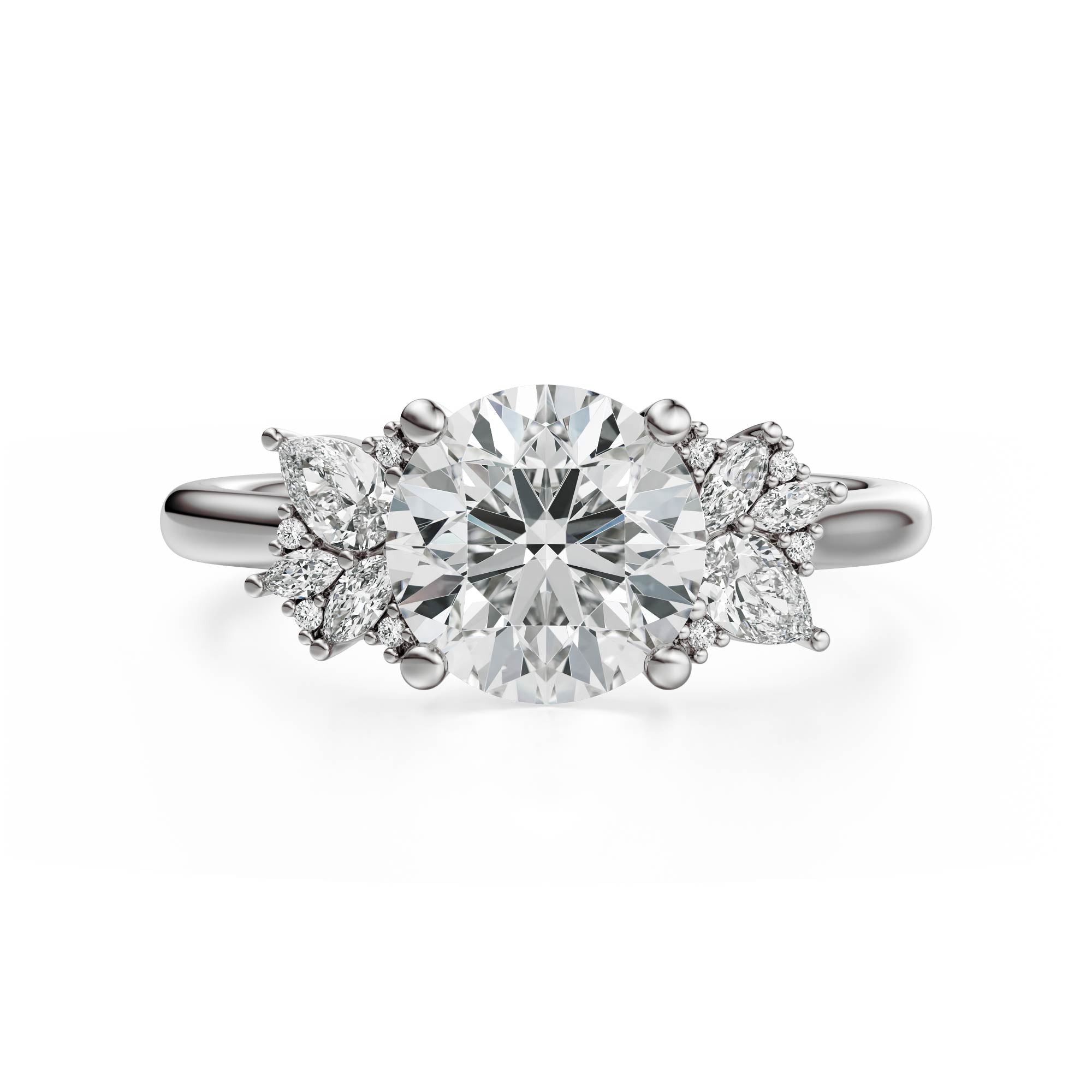 The Diamond Fleur Ring | Round | Setting Only - Lavender Creek Gems 