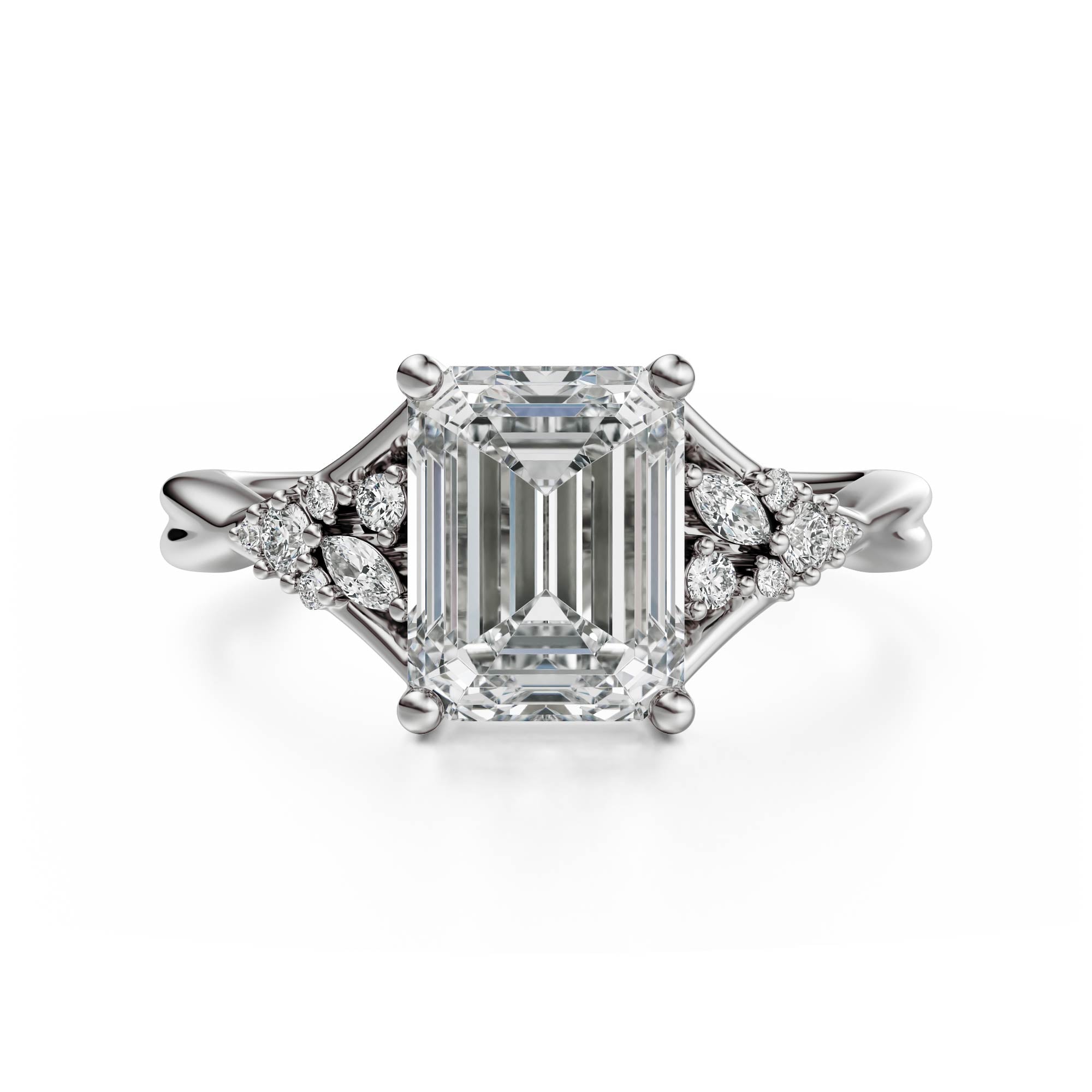 The Lyria Ring | Emerald Cut | Setting Only