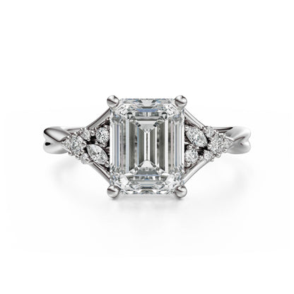The Lyria Ring | Emerald Cut | Setting Only