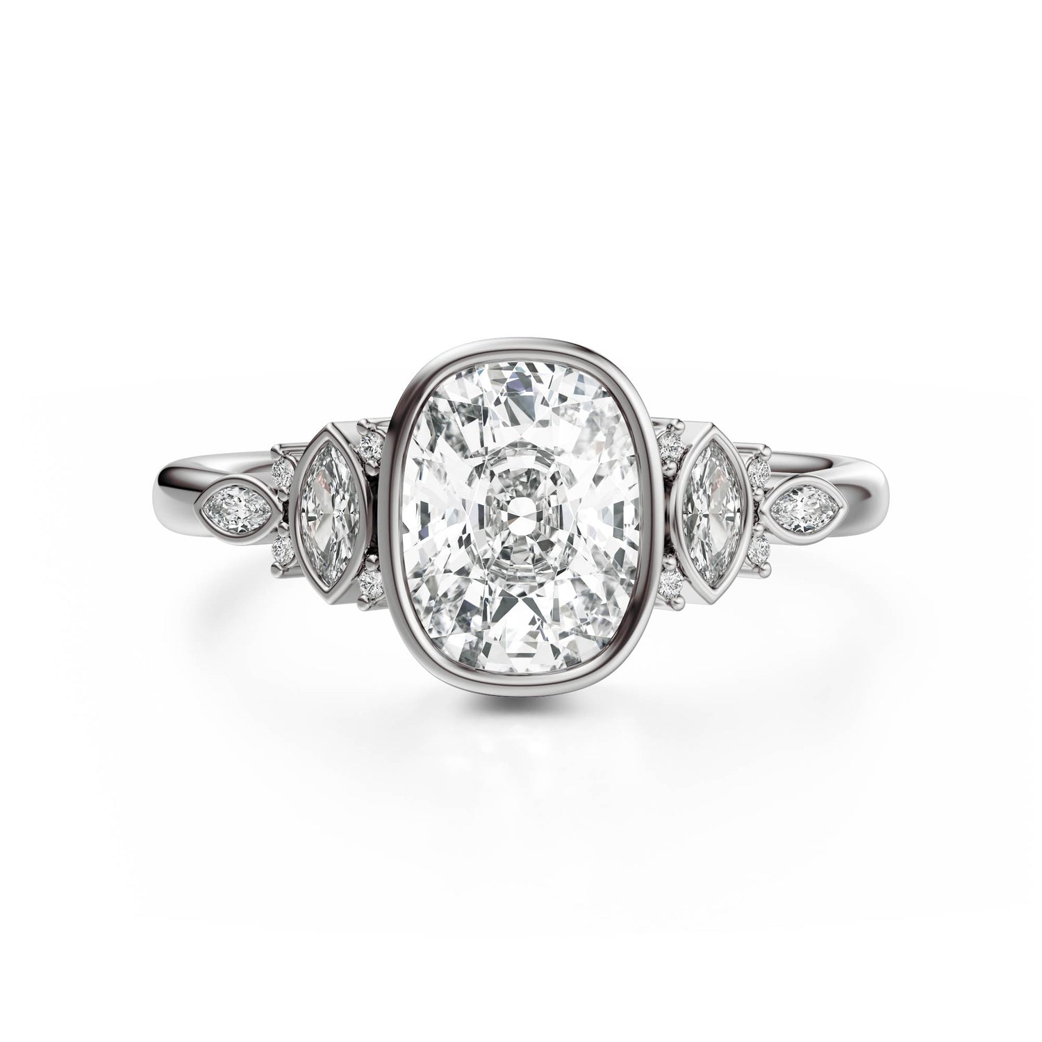 The All Bezel Maeve Ring | Elongated Cushion | Setting Only