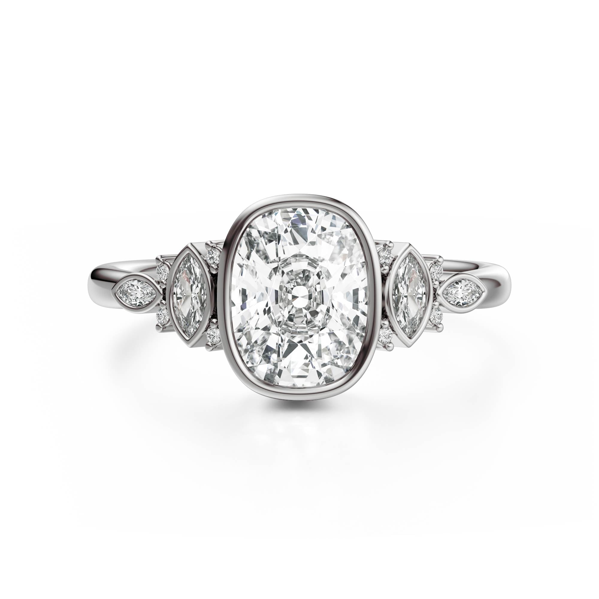 The All Bezel Maeve Ring | Elongated Cushion | Setting Only