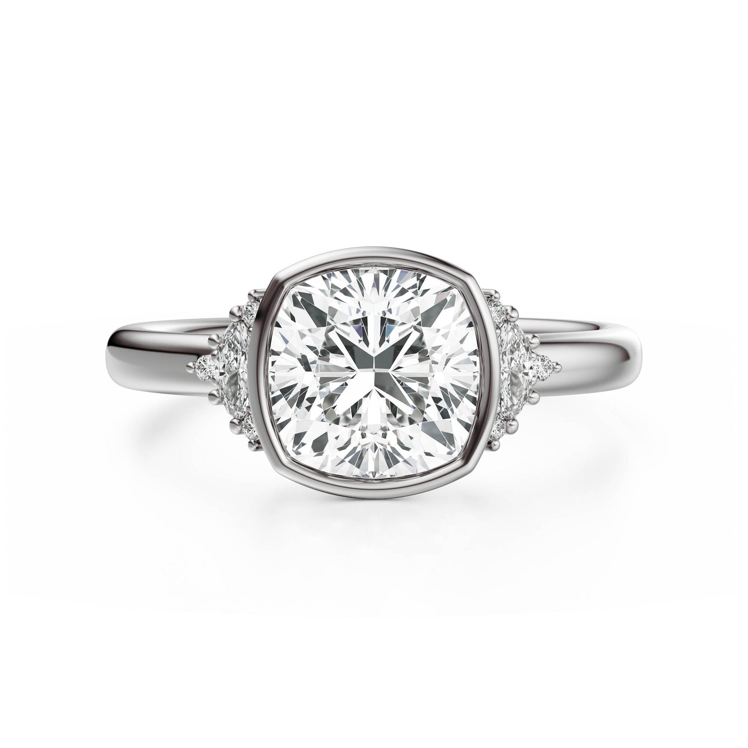 The Bezel Maren Ring | Cushion | Setting Only - Lavender Creek Gems 