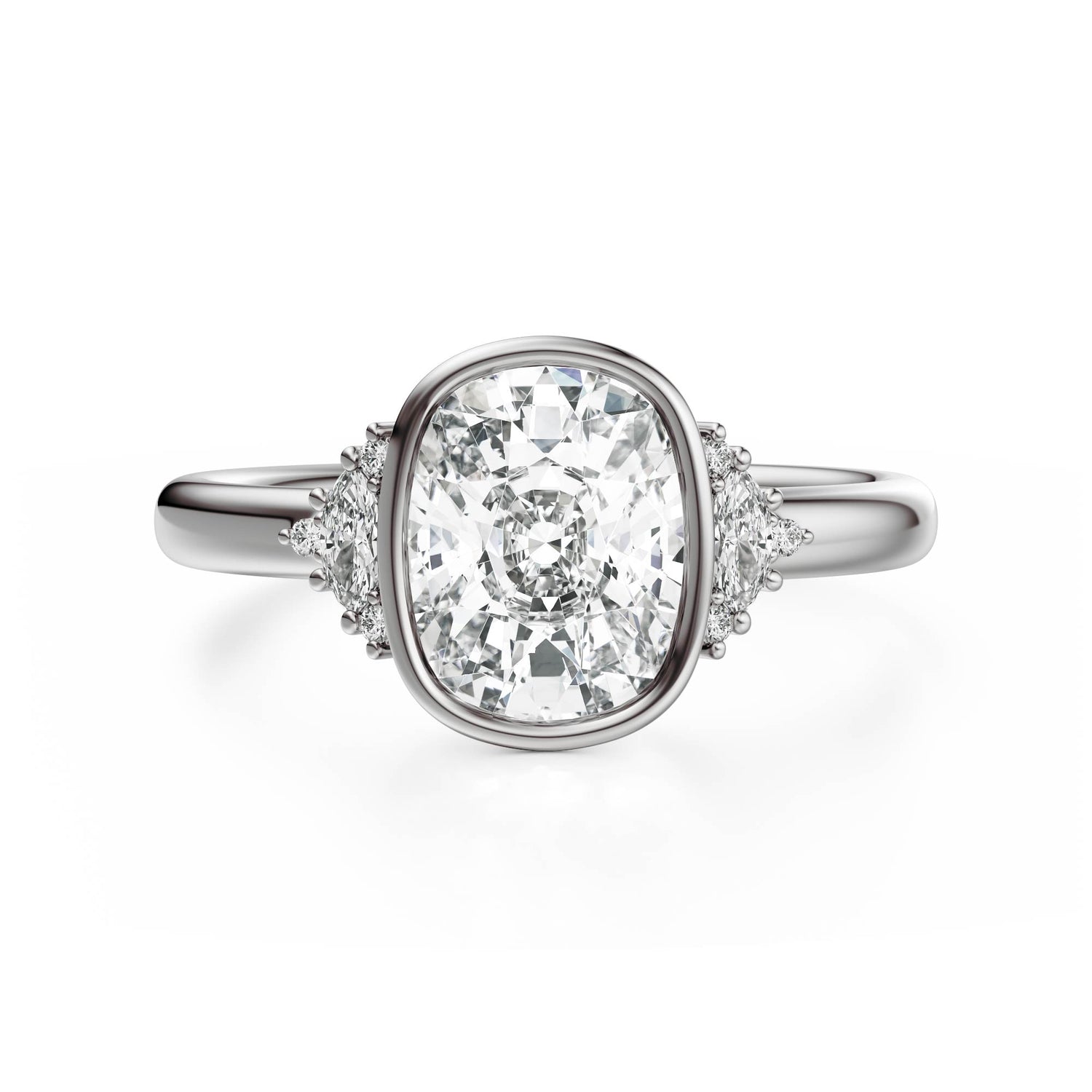 The Bezel Maren Ring | Elongated Cushion | Setting Only - Lavender Creek Gems 