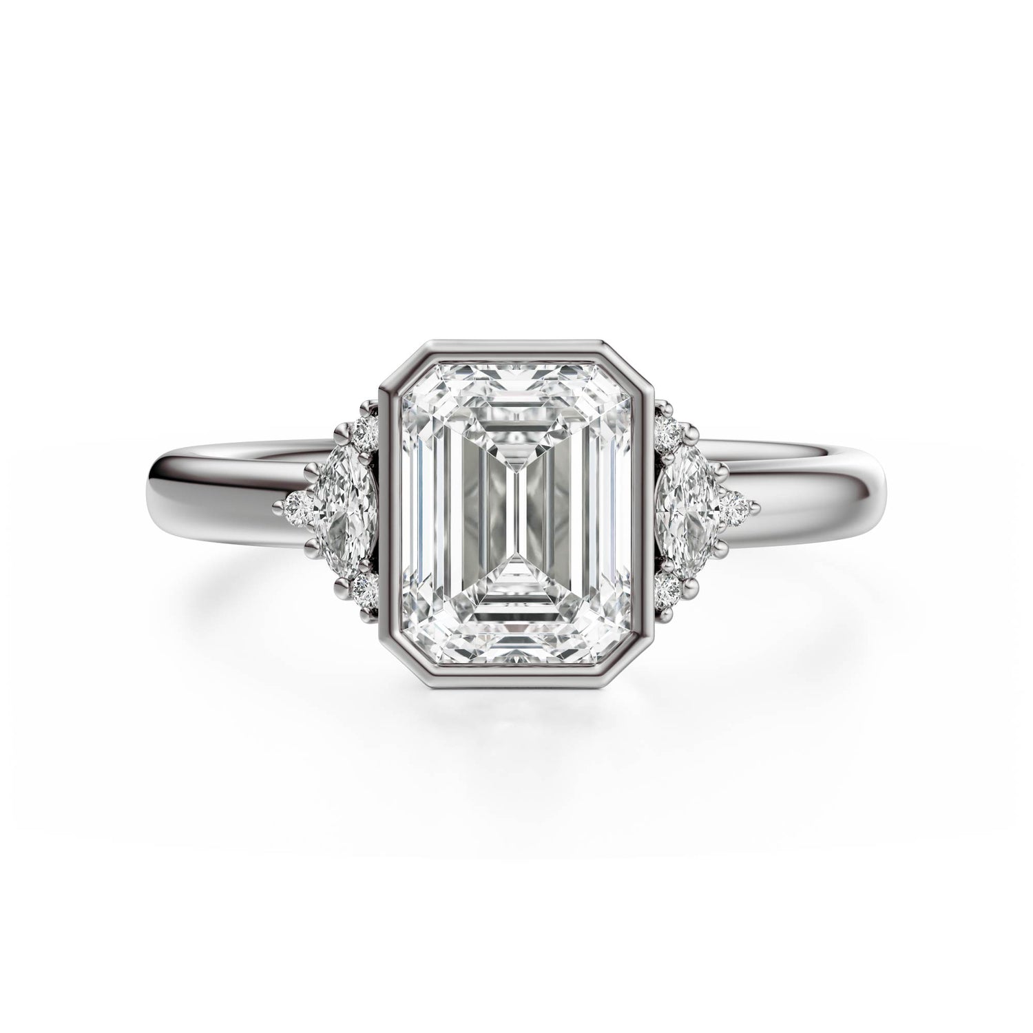 The Bezel Maren Ring | Emerald Cut | Setting Only - Lavender Creek Gems 