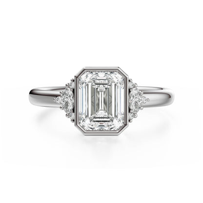 The Bezel Maren Ring | Emerald Cut | Setting Only - Lavender Creek Gems 