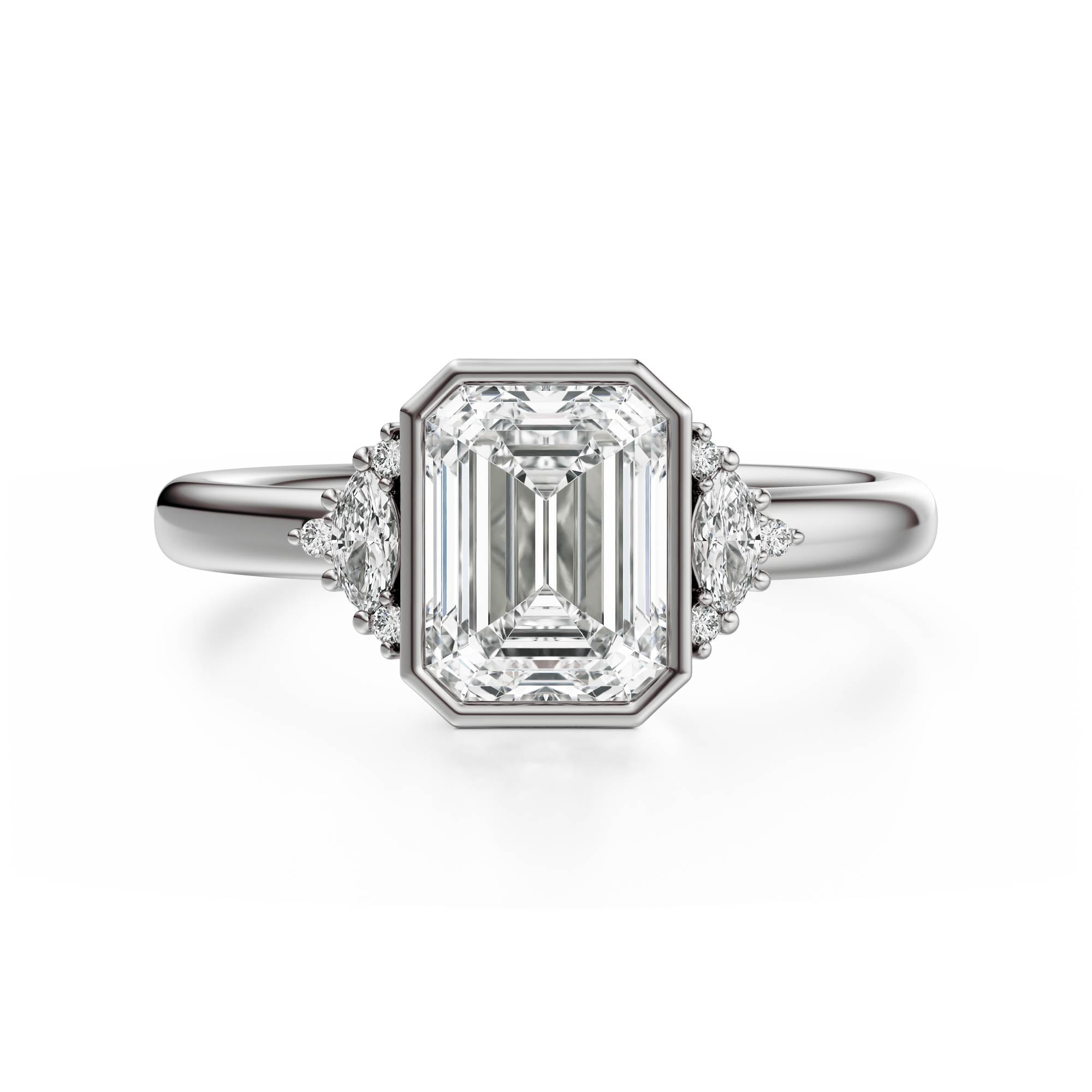 The Bezel Maren Ring | Emerald Cut - Lavender Creek Gems 