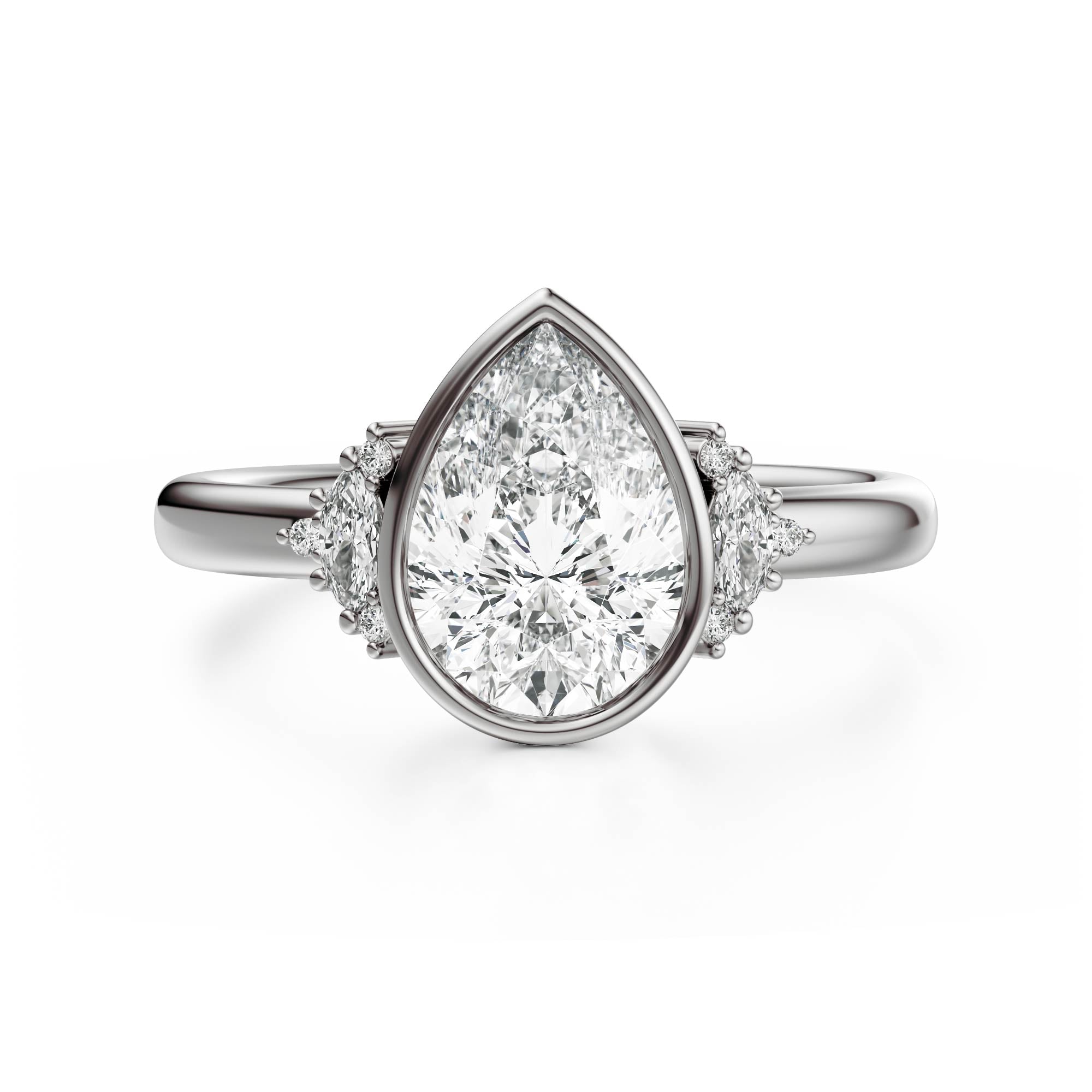 The Bezel Maren Ring | Pear | Setting Only - Lavender Creek Gems 