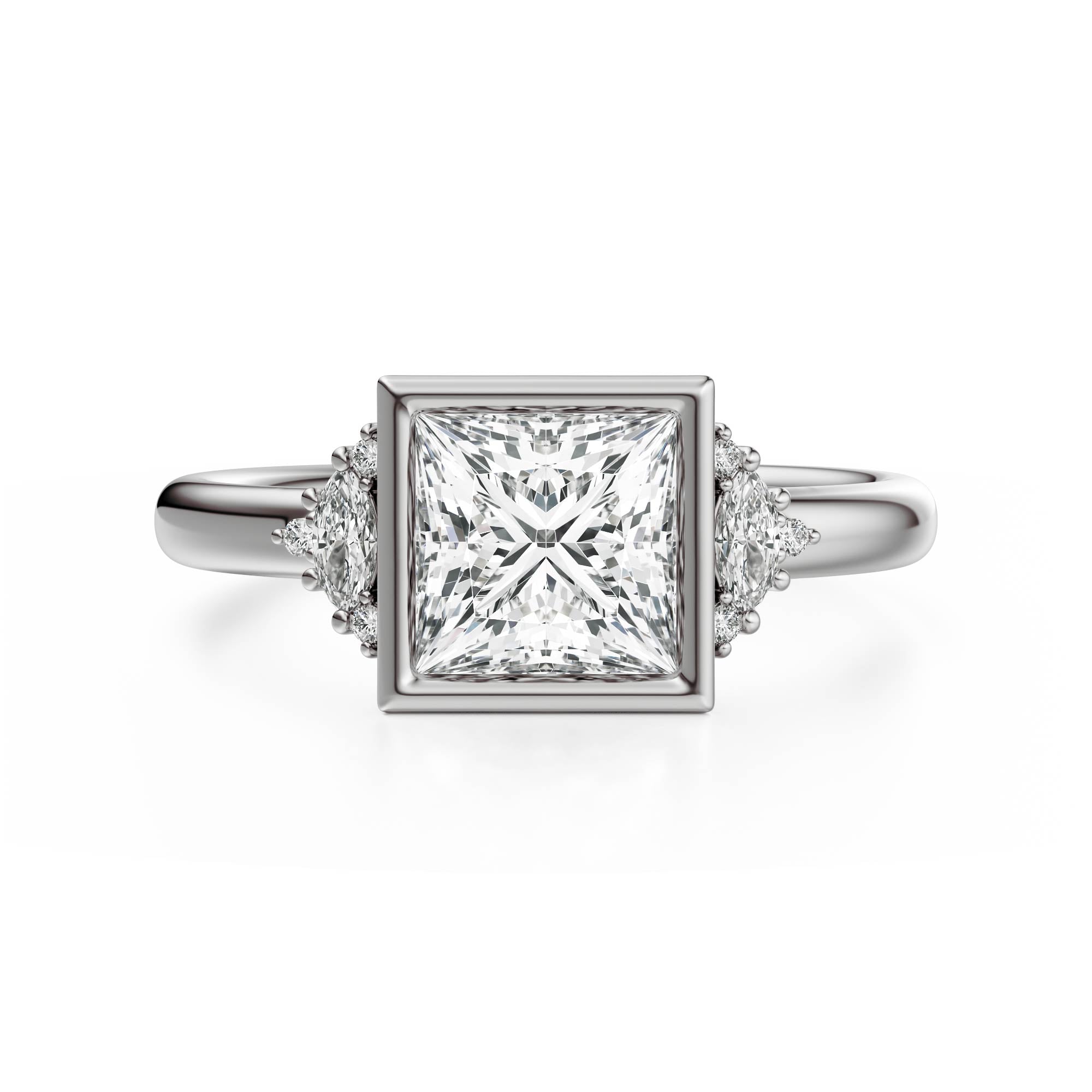 The Bezel Maren Ring | Princess | Setting Only - Lavender Creek Gems 