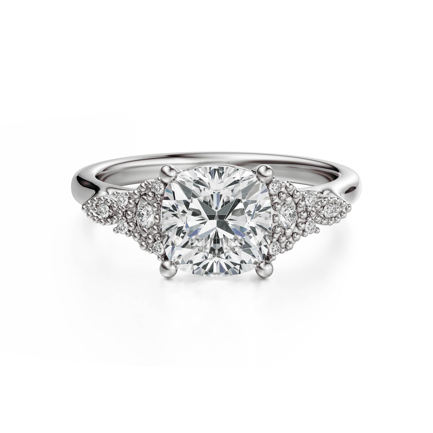 The Art Deco Maeve Ring | Cushion | Setting Only - Lavender Creek Gems 