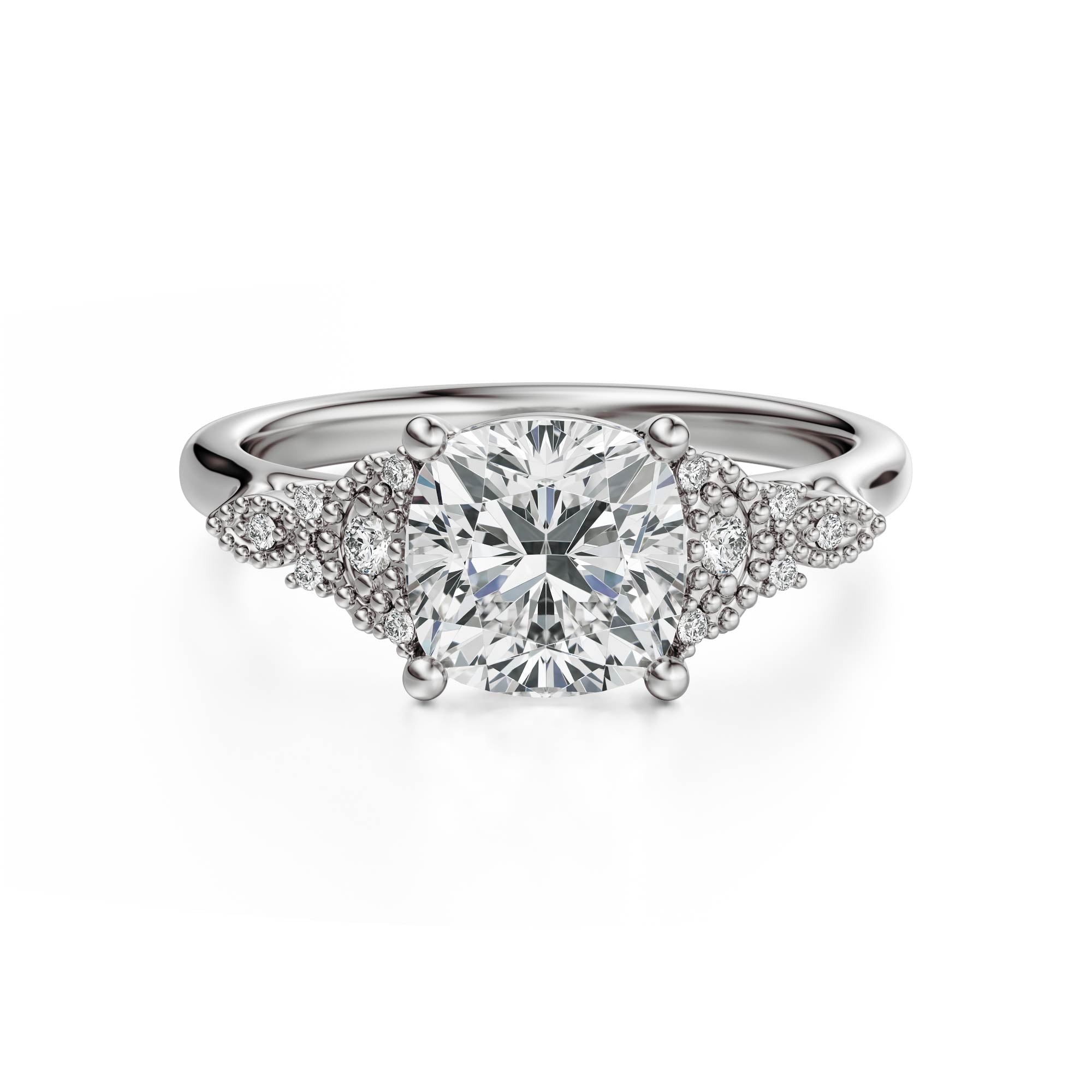 The Art Deco Maeve Ring | Cushion | Setting Only - Lavender Creek Gems 