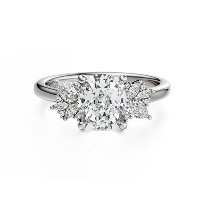 The Diamond Fleur Ring | Elongated Cushion | Setting Only - Lavender Creek Gems 