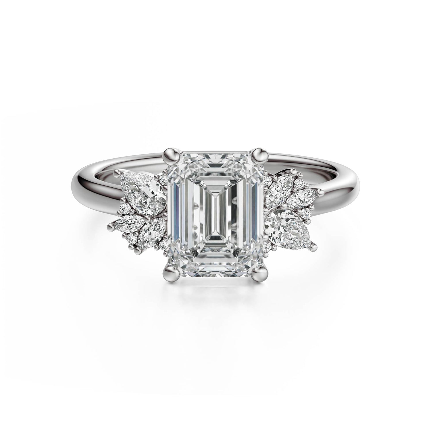 The Diamond Fleur Ring | Emerald Cut | Setting Only - Lavender Creek Gems 