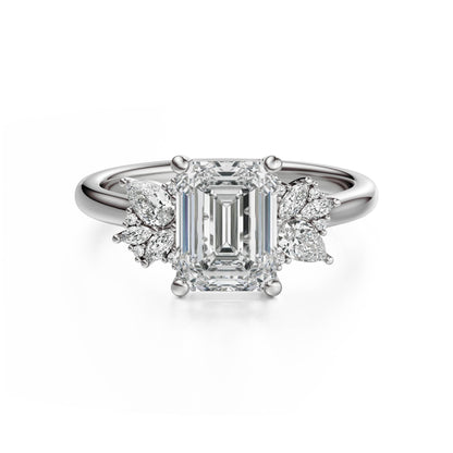 The Diamond Fleur Ring | Emerald Cut | Setting Only - Lavender Creek Gems 