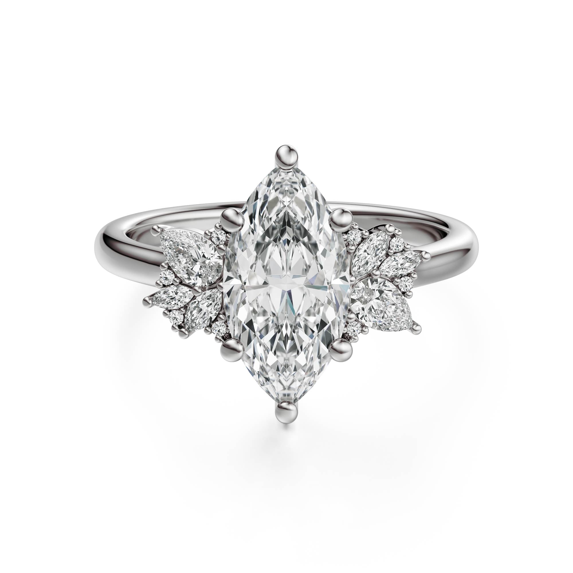The Diamond Fleur Ring | Marquise | Setting Only - Lavender Creek Gems 