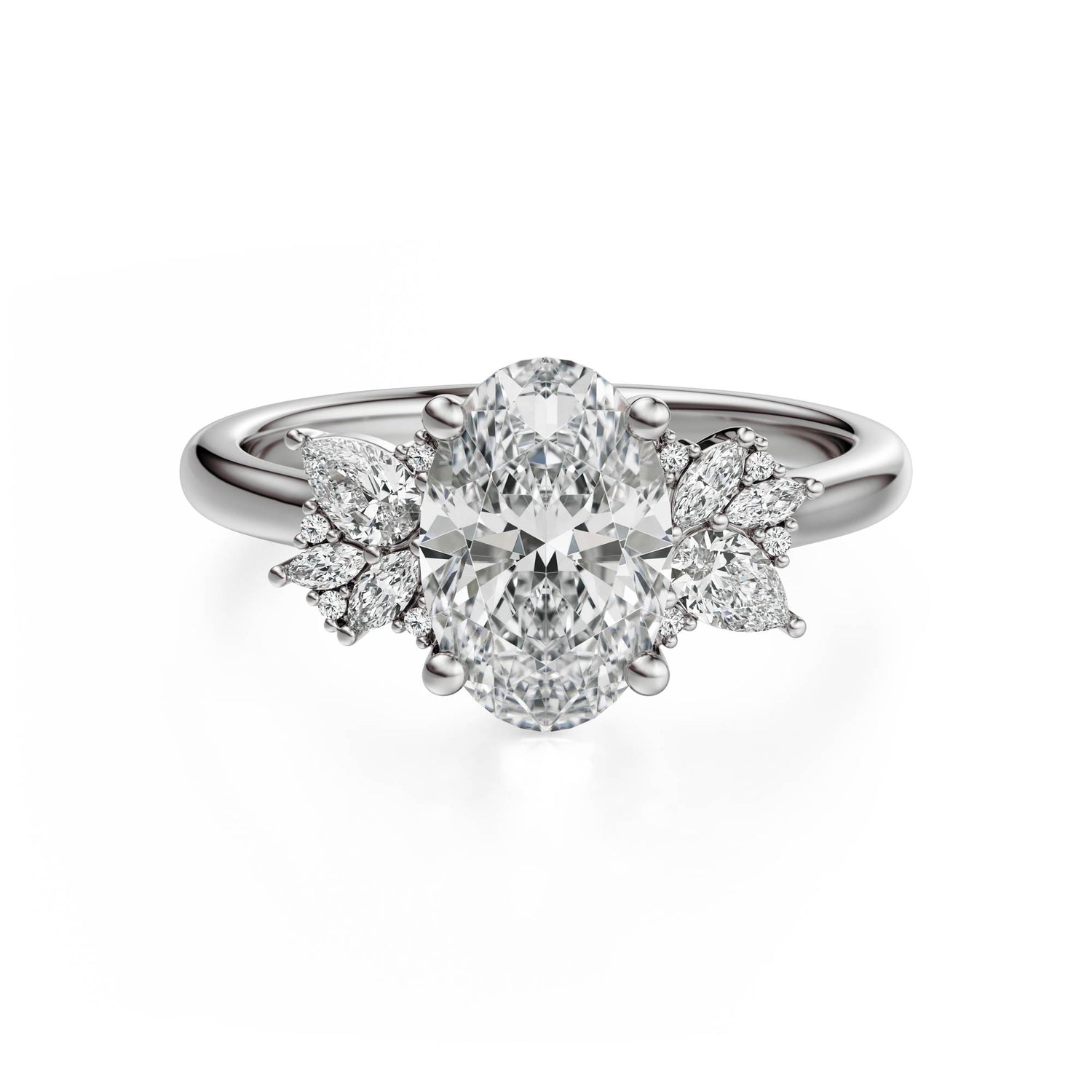 The Diamond Fleur Ring | Oval | Setting Only - Lavender Creek Gems 