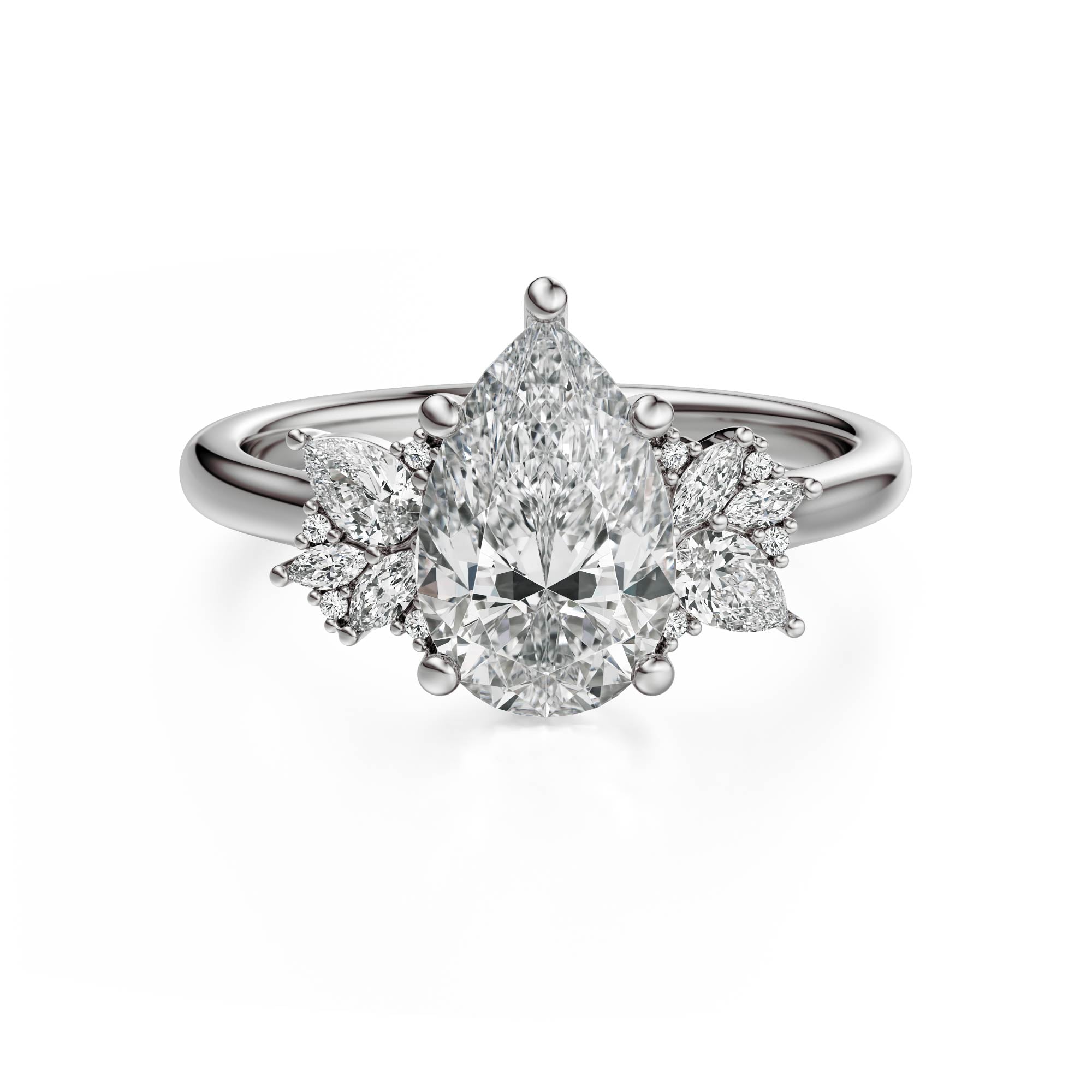 The Diamond Fleur Ring | Pear | Setting Only - Lavender Creek Gems 