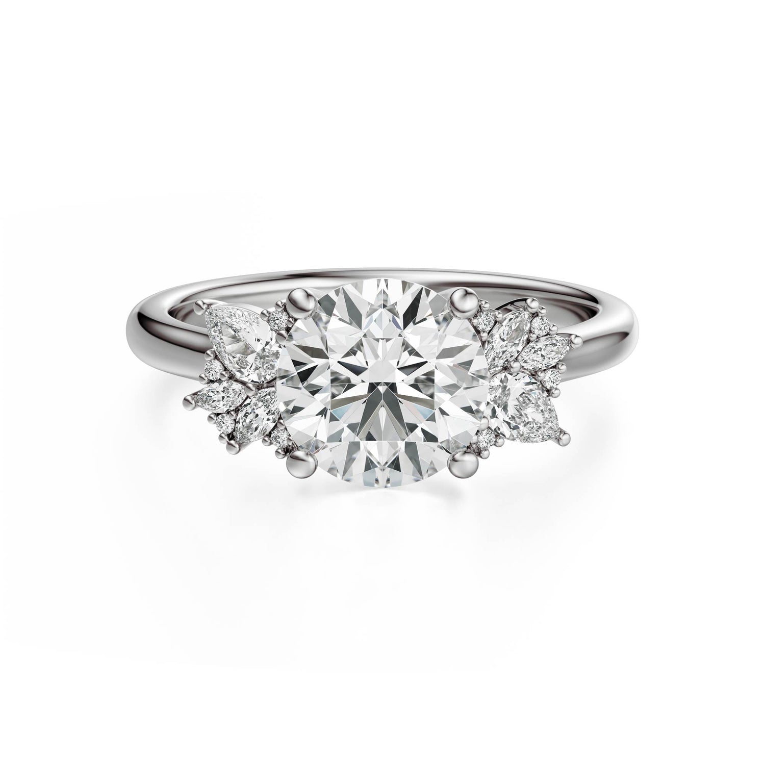 The Diamond Fleur Ring | Round | Setting Only - Lavender Creek Gems 