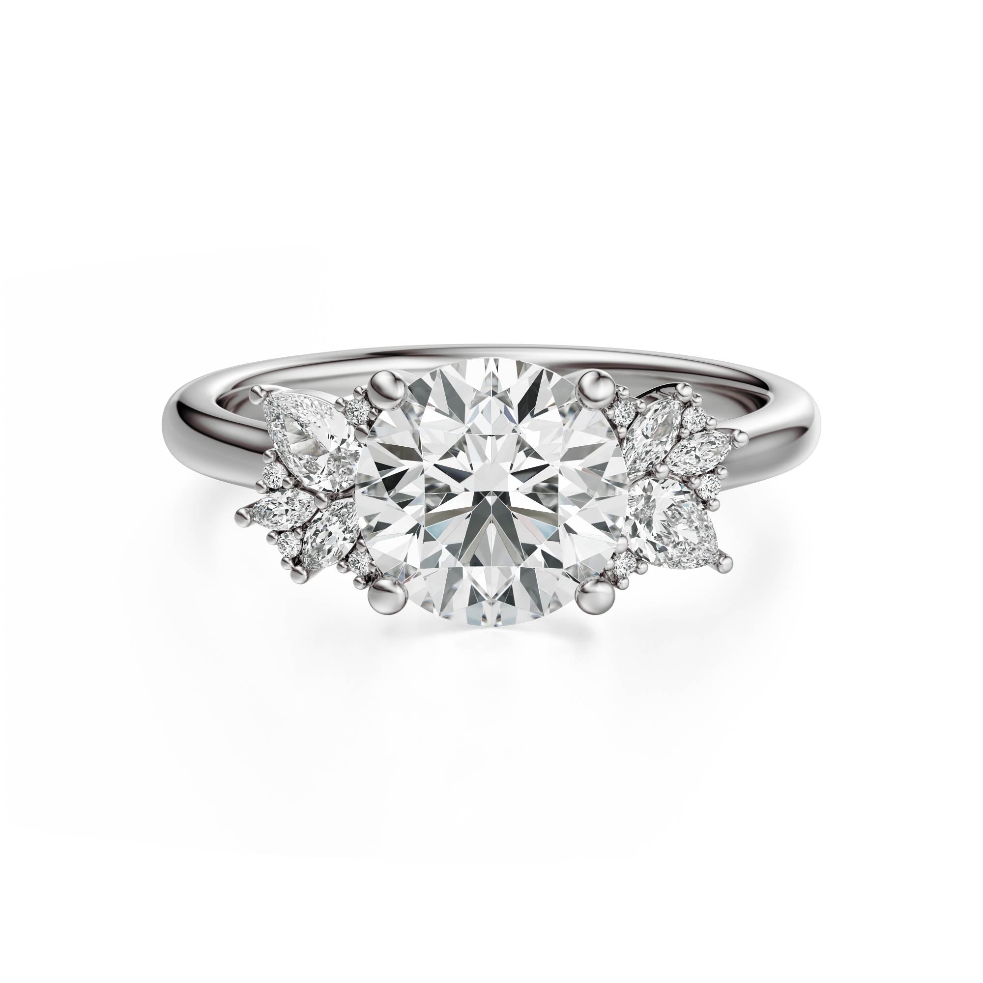 The Diamond Fleur Ring | Round | Setting Only - Lavender Creek Gems 
