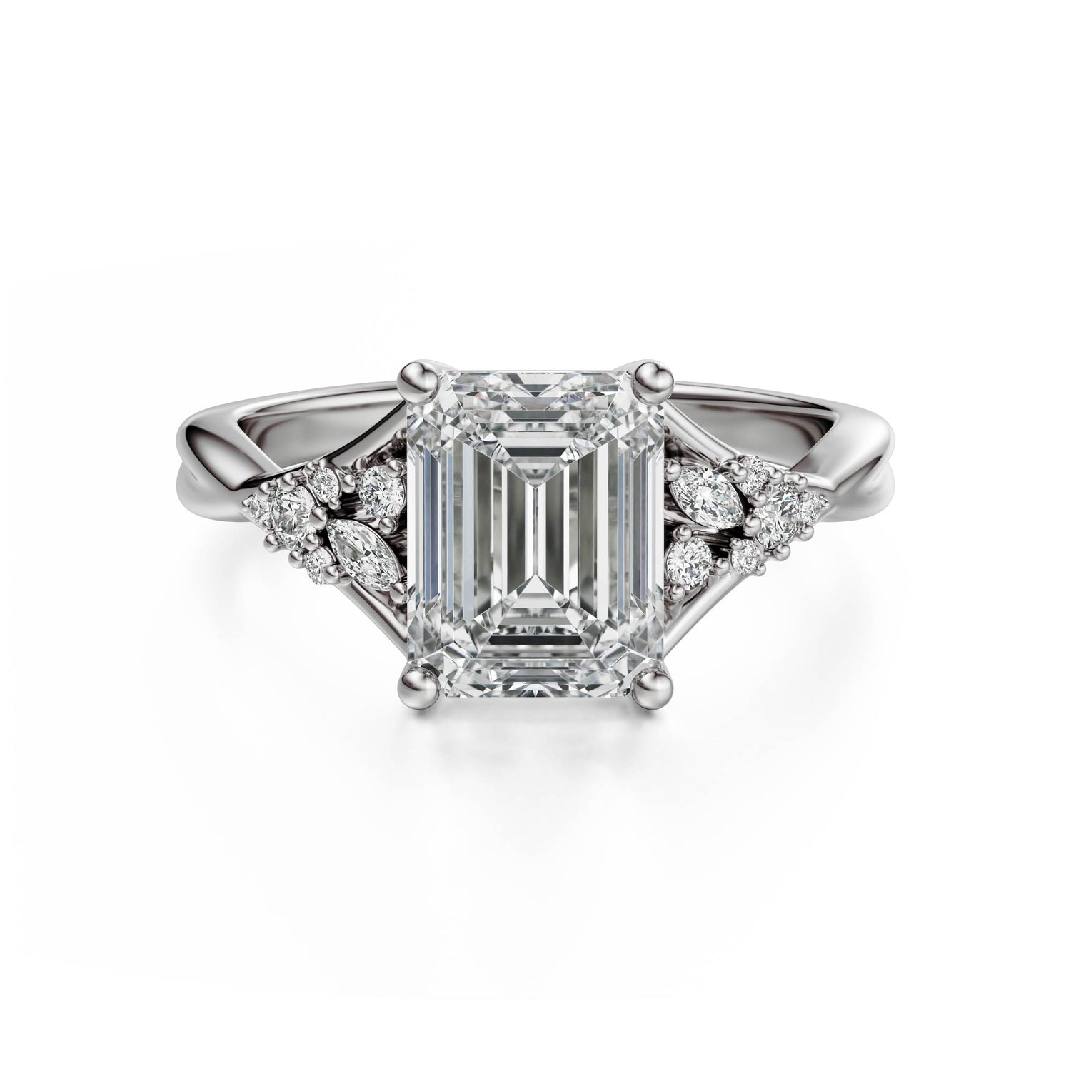The Lyria Ring | Emerald Cut | Setting Only