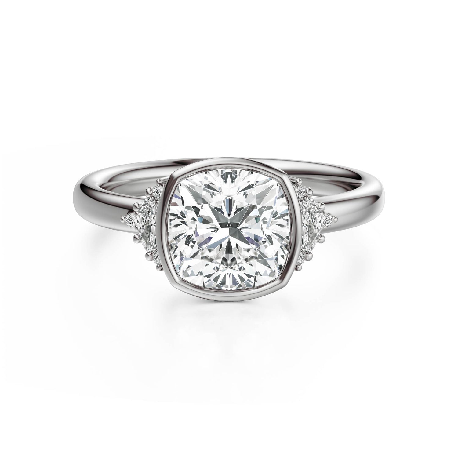 The Bezel Maren Ring | Cushion | Setting Only - Lavender Creek Gems 