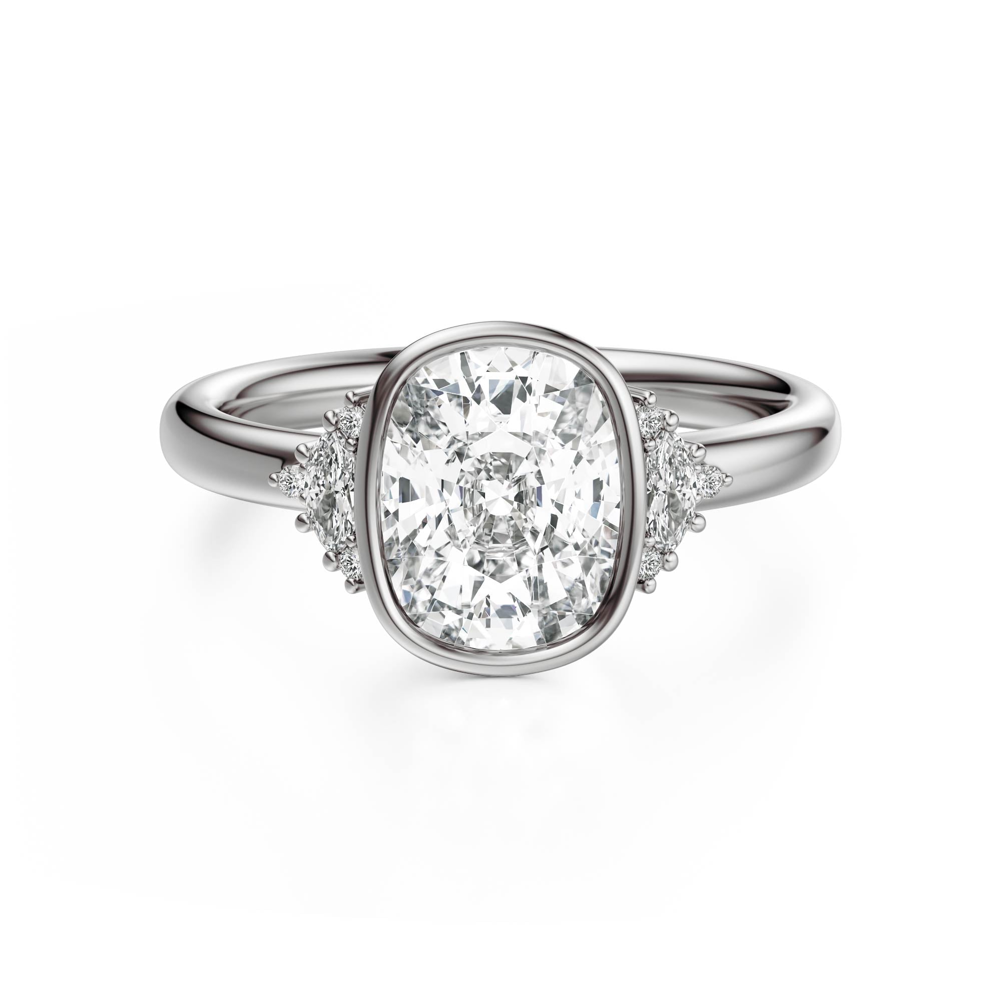 The Bezel Maren Ring | Elongated Cushion | Setting Only - Lavender Creek Gems 