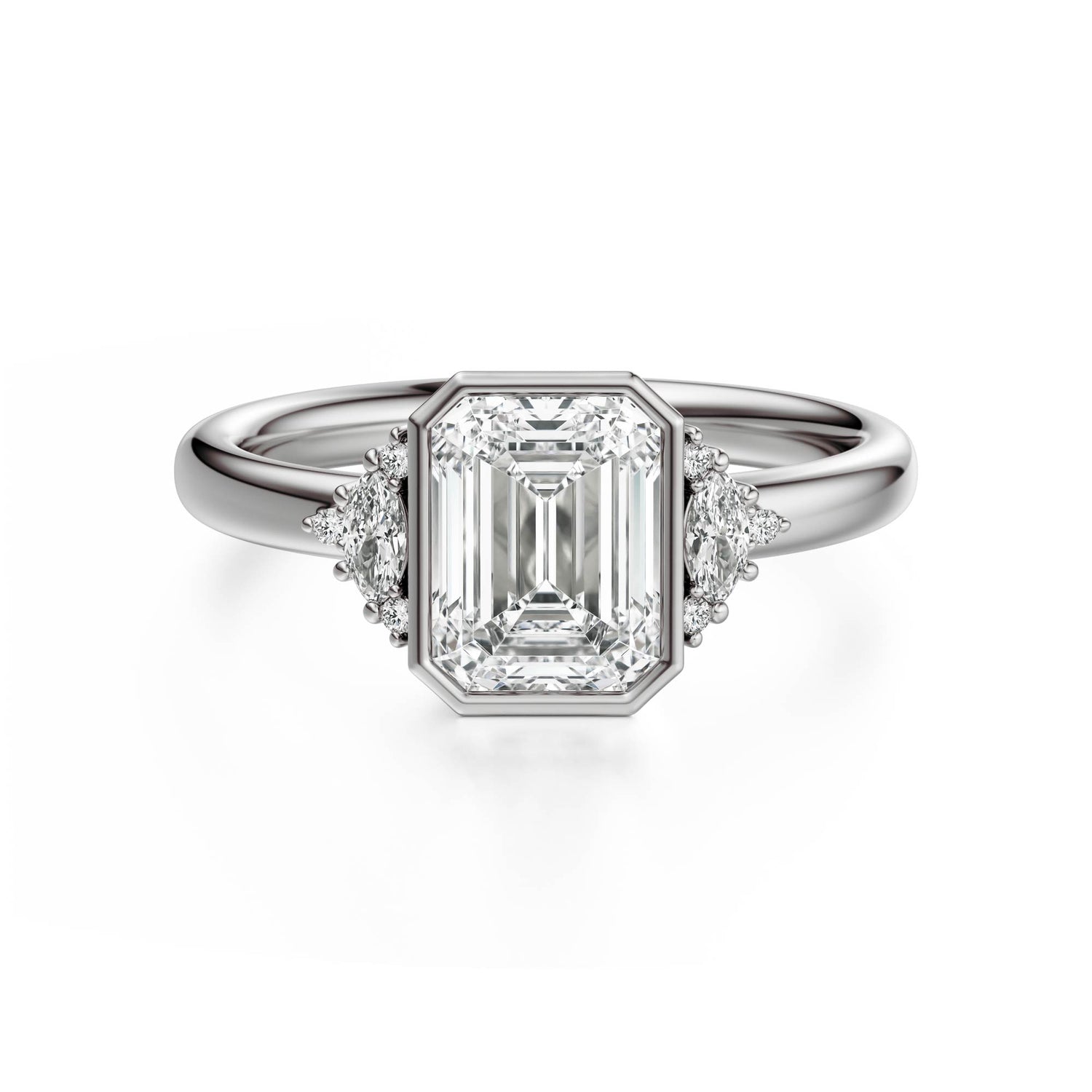 The Bezel Maren Ring | Emerald Cut | Setting Only - Lavender Creek Gems 