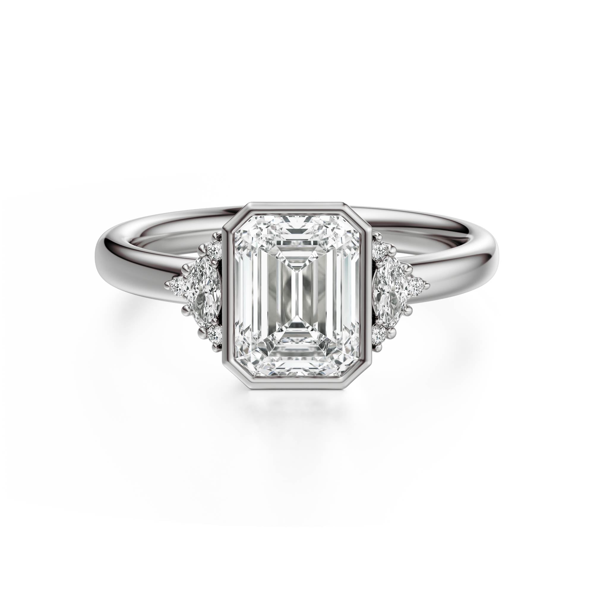 The Bezel Maren Ring | Emerald Cut | Setting Only - Lavender Creek Gems 