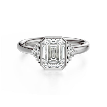The Bezel Maren Ring | Emerald Cut | Setting Only - Lavender Creek Gems 