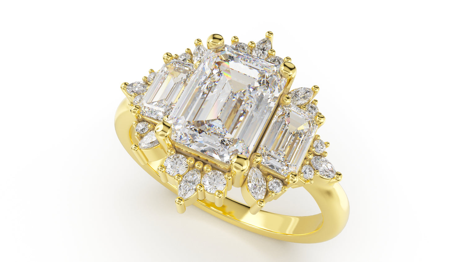 The Marial Ring | Emerald Cut | Setting Only - Lavender Creek Gems 