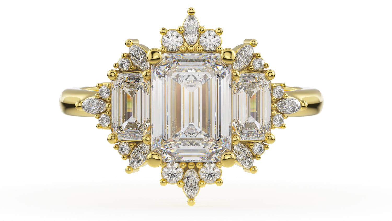 The Marial Ring | Emerald Cut | Setting Only - Lavender Creek Gems 