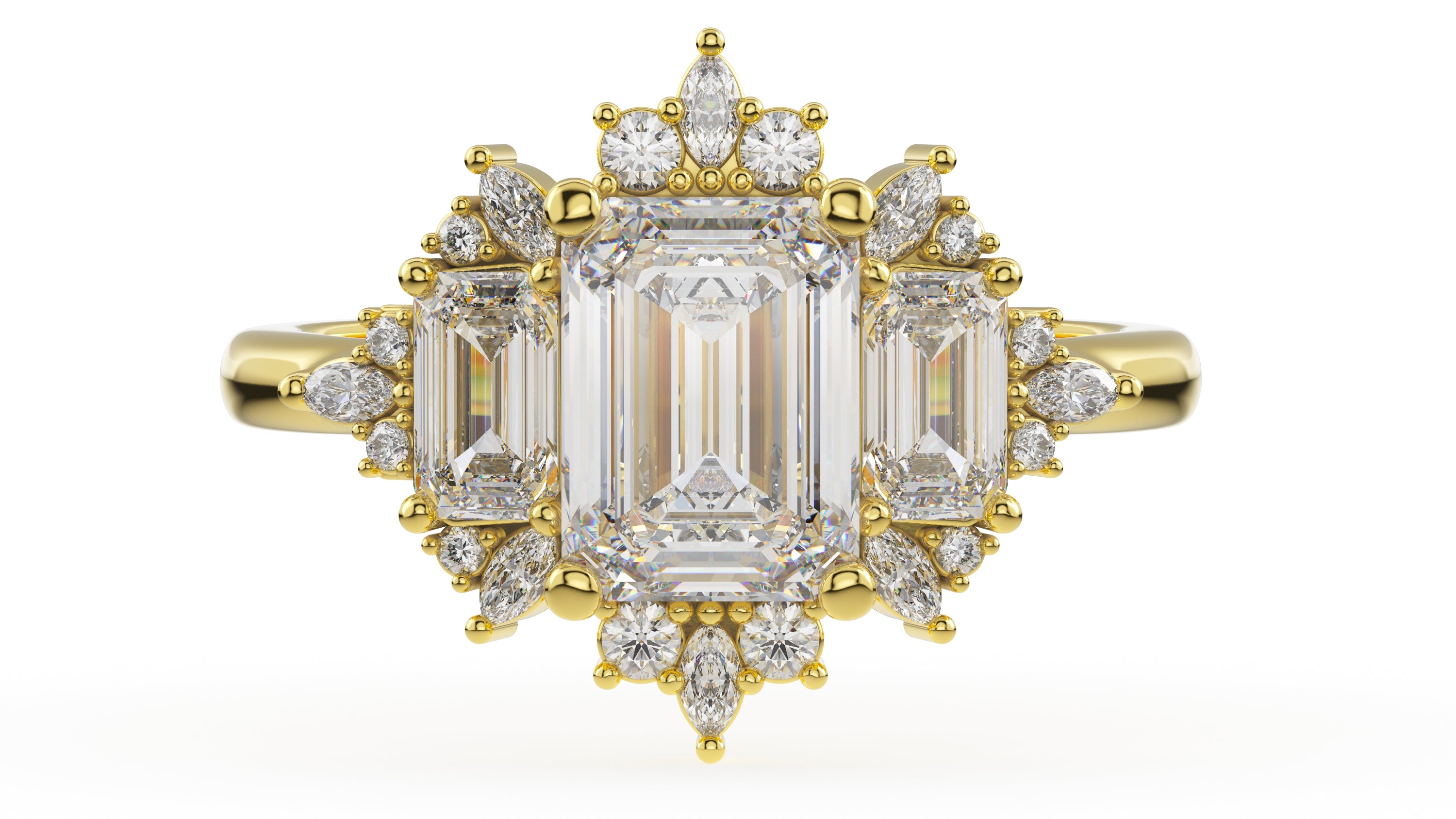 The Marial Ring | Emerald Cut | Setting Only - Lavender Creek Gems 