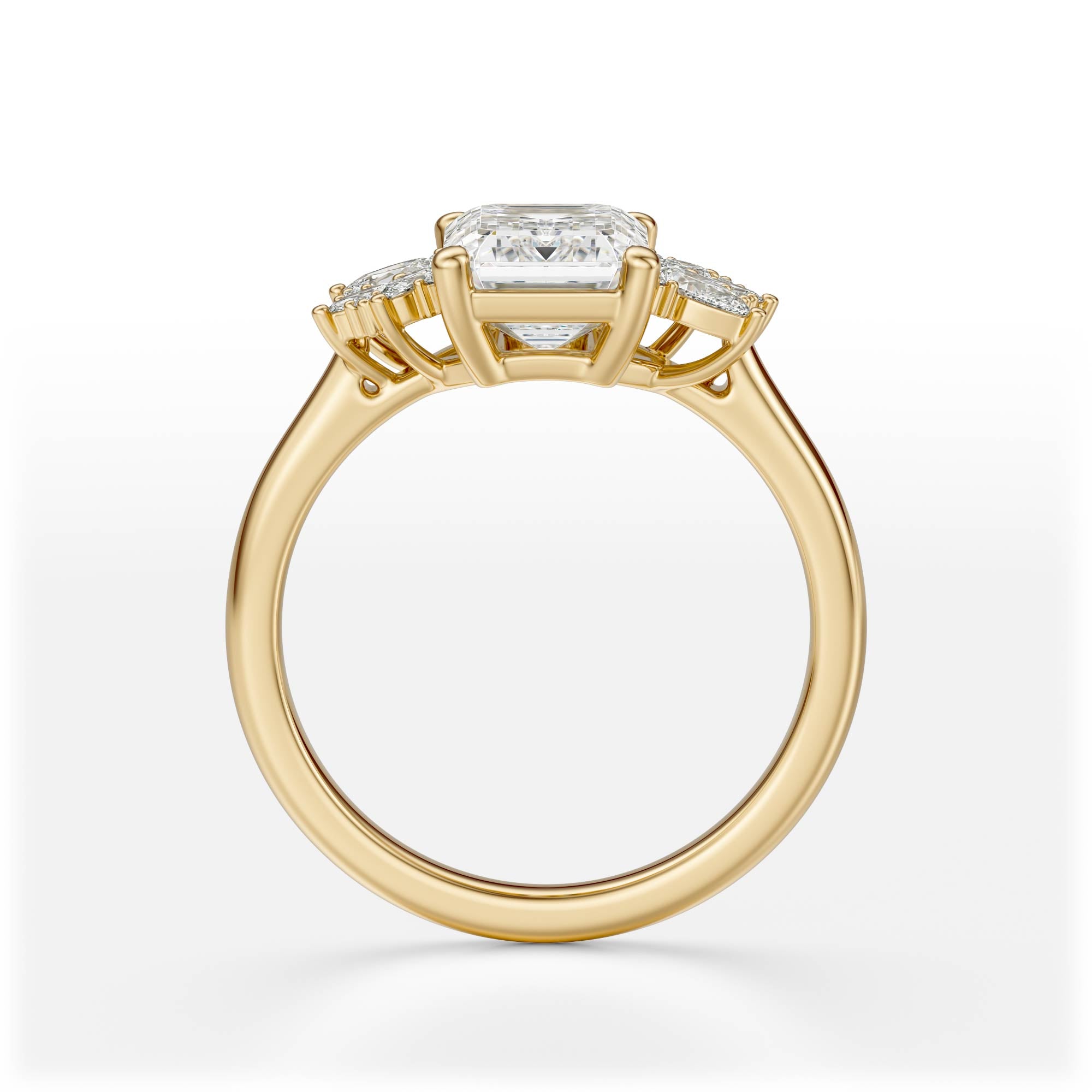 The Diamond Fleur Ring | Emerald Cut | Setting Only - Lavender Creek Gems 