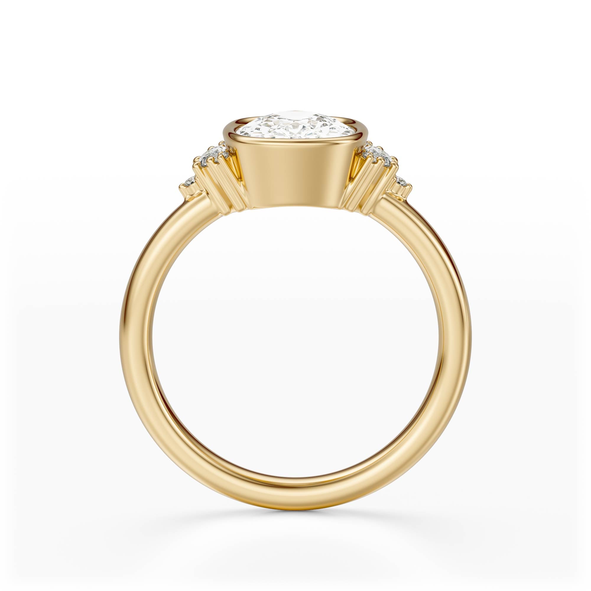 The Bezel Maren Ring | Elongated Cushion | Setting Only - Lavender Creek Gems 