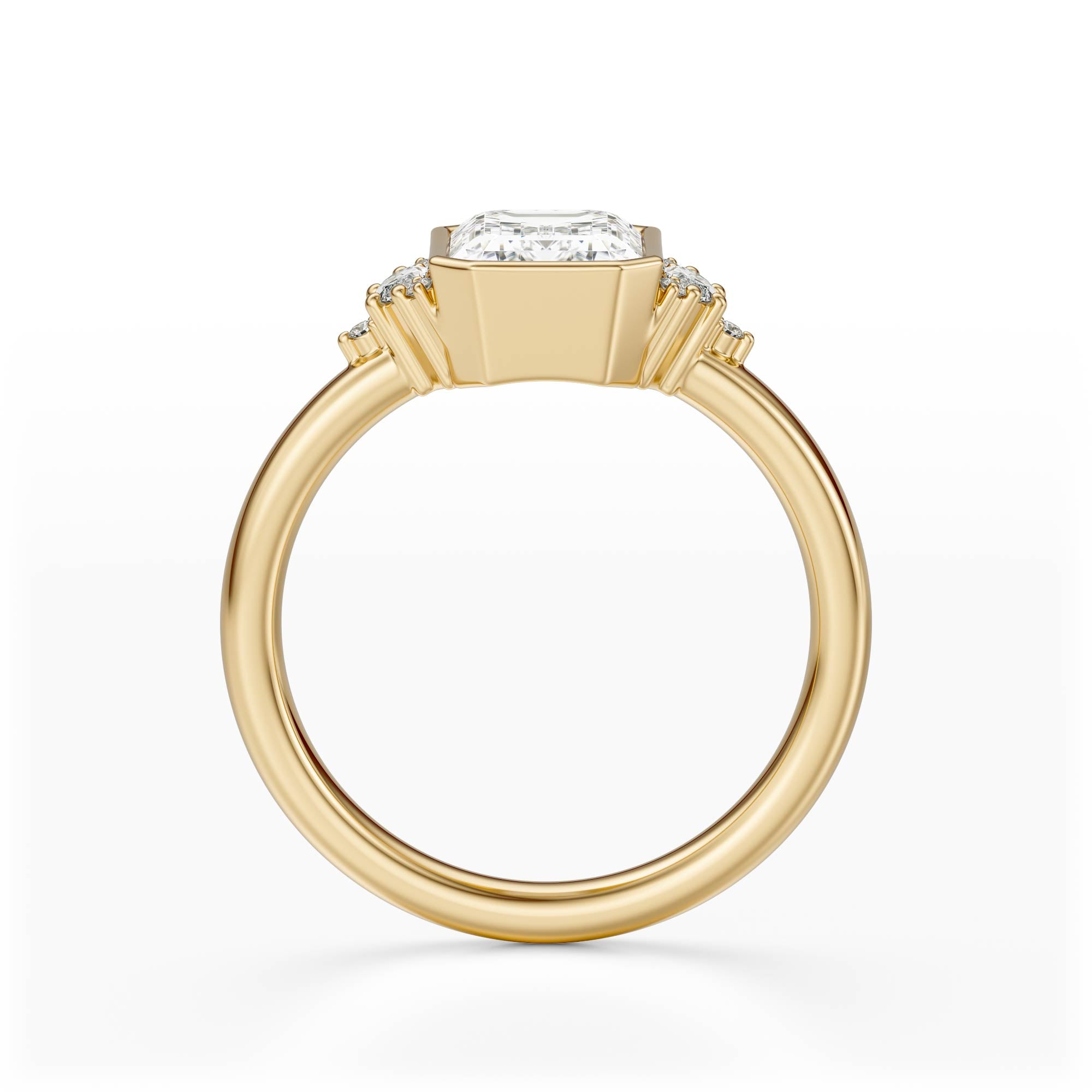 The Bezel Maren Ring | Emerald Cut | Setting Only - Lavender Creek Gems 